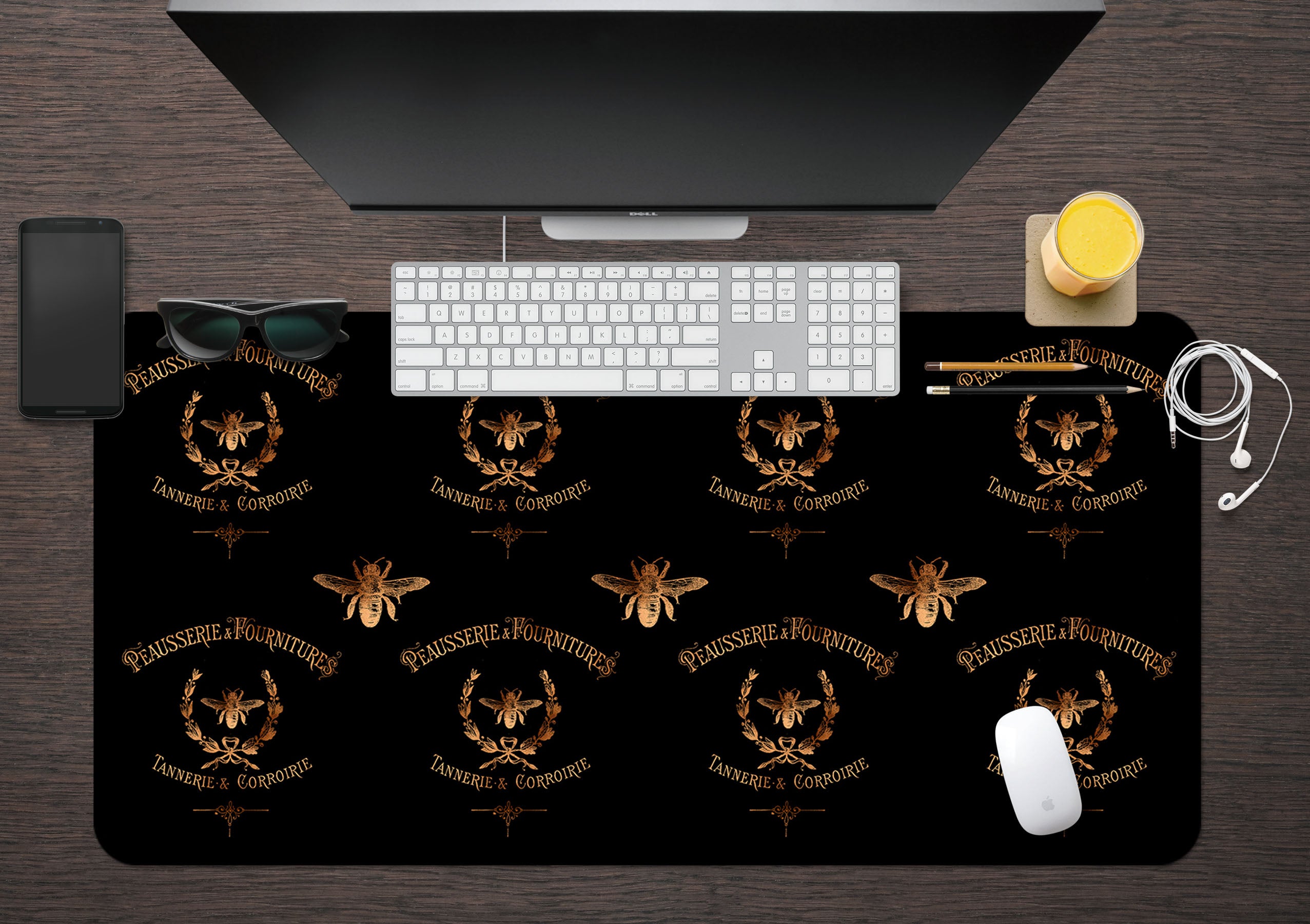 3D Golden Bee Pattern 120177 Uta Naumann Desk Mat
