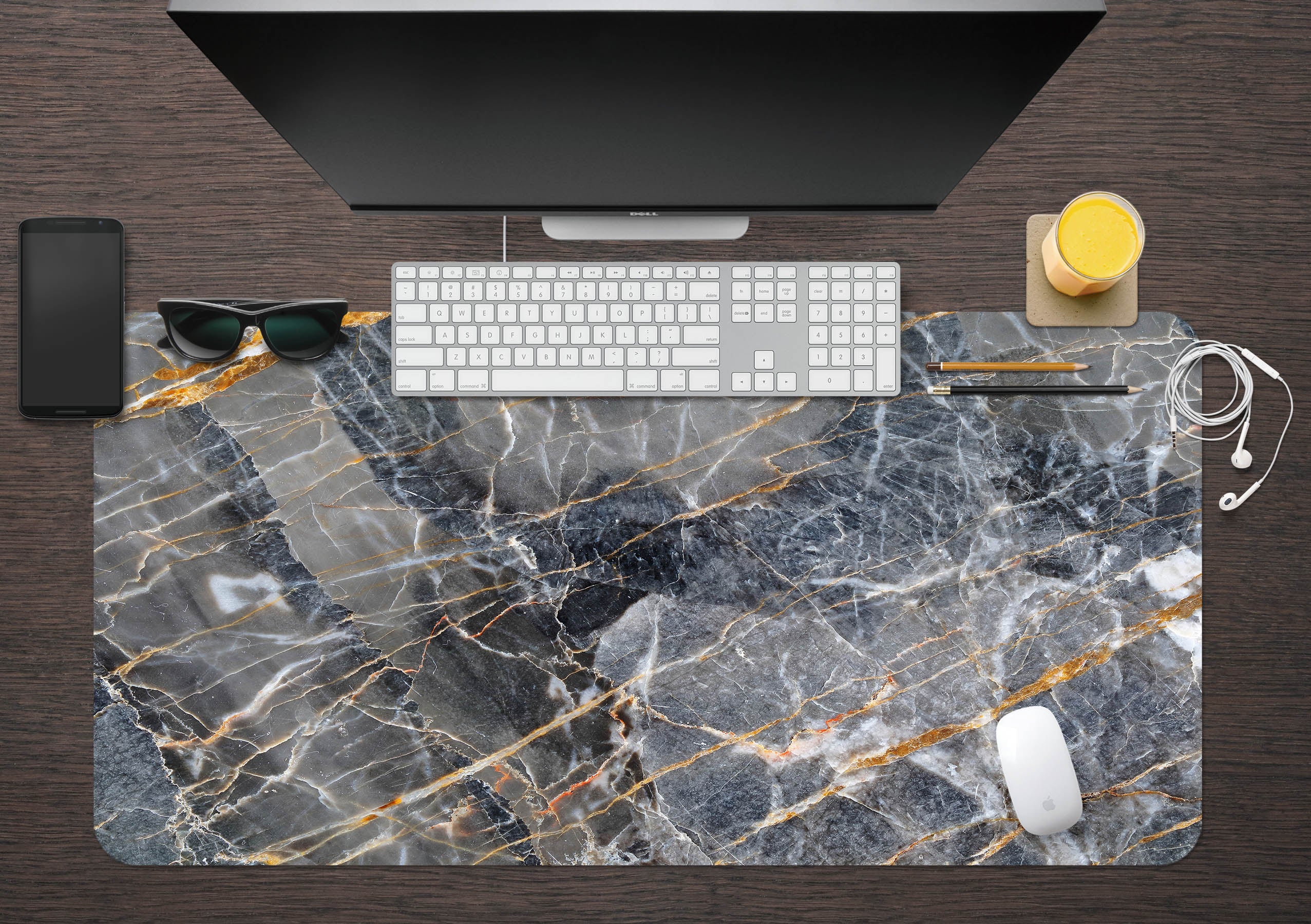 3D Grey Marble 17184 Desk Mat