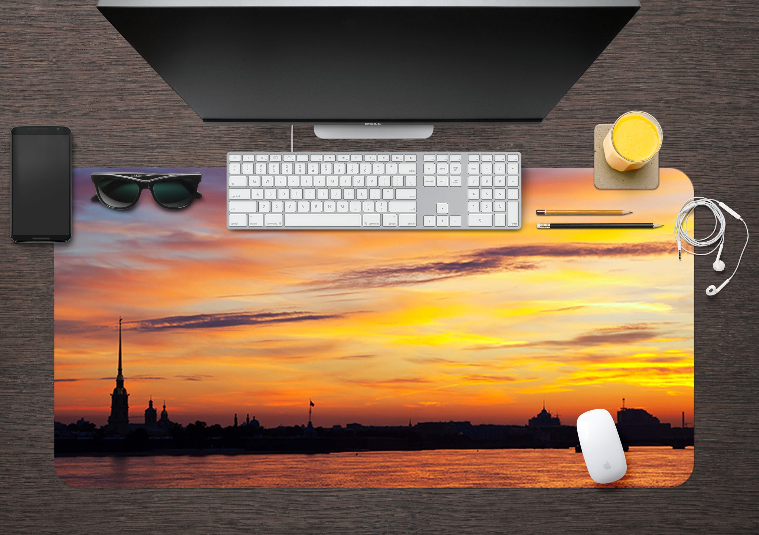 3D Sunset Clouds 17013 Desk Mat