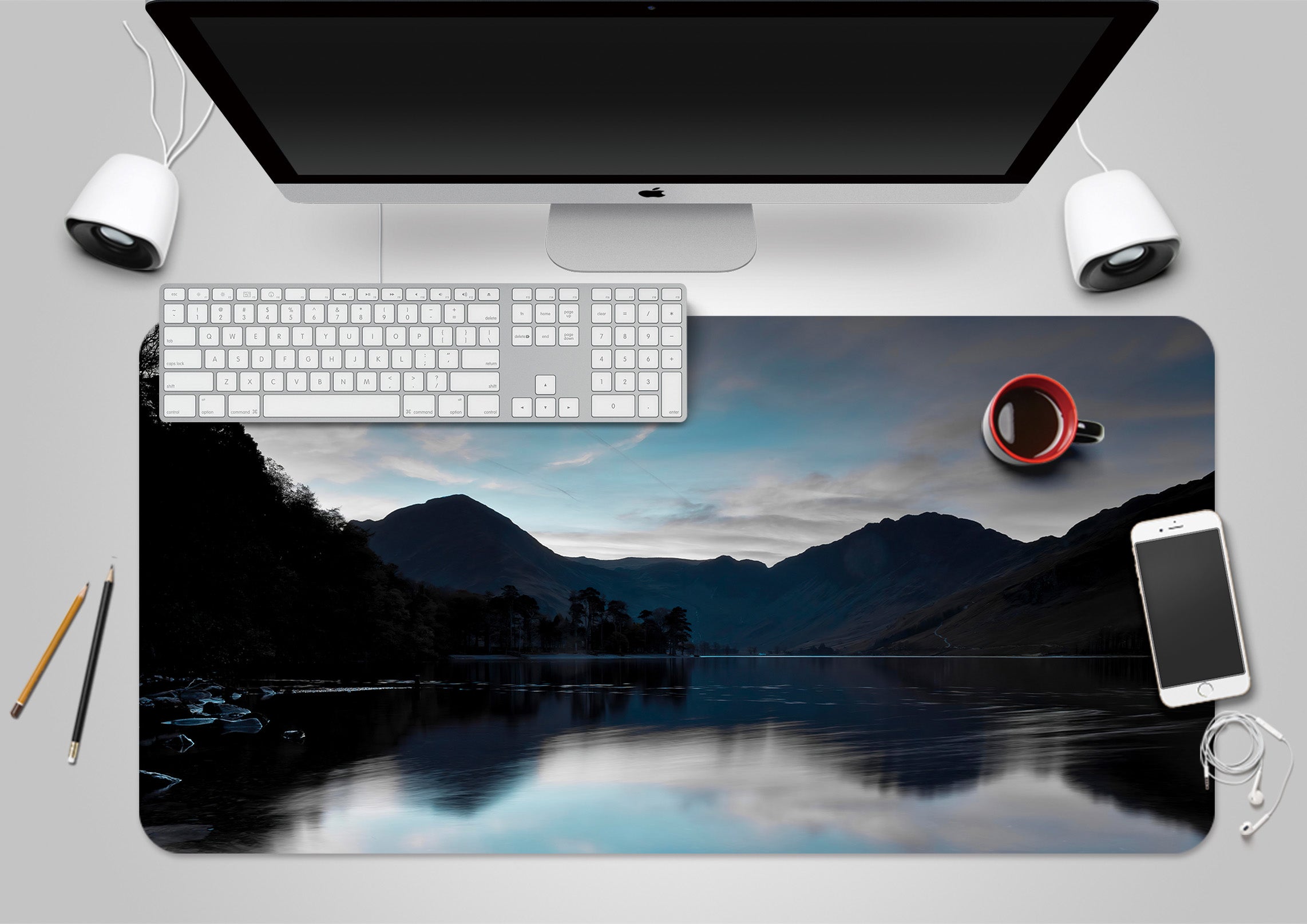 3D Mountain Lake 7721 Assaf Frank Desk Mat