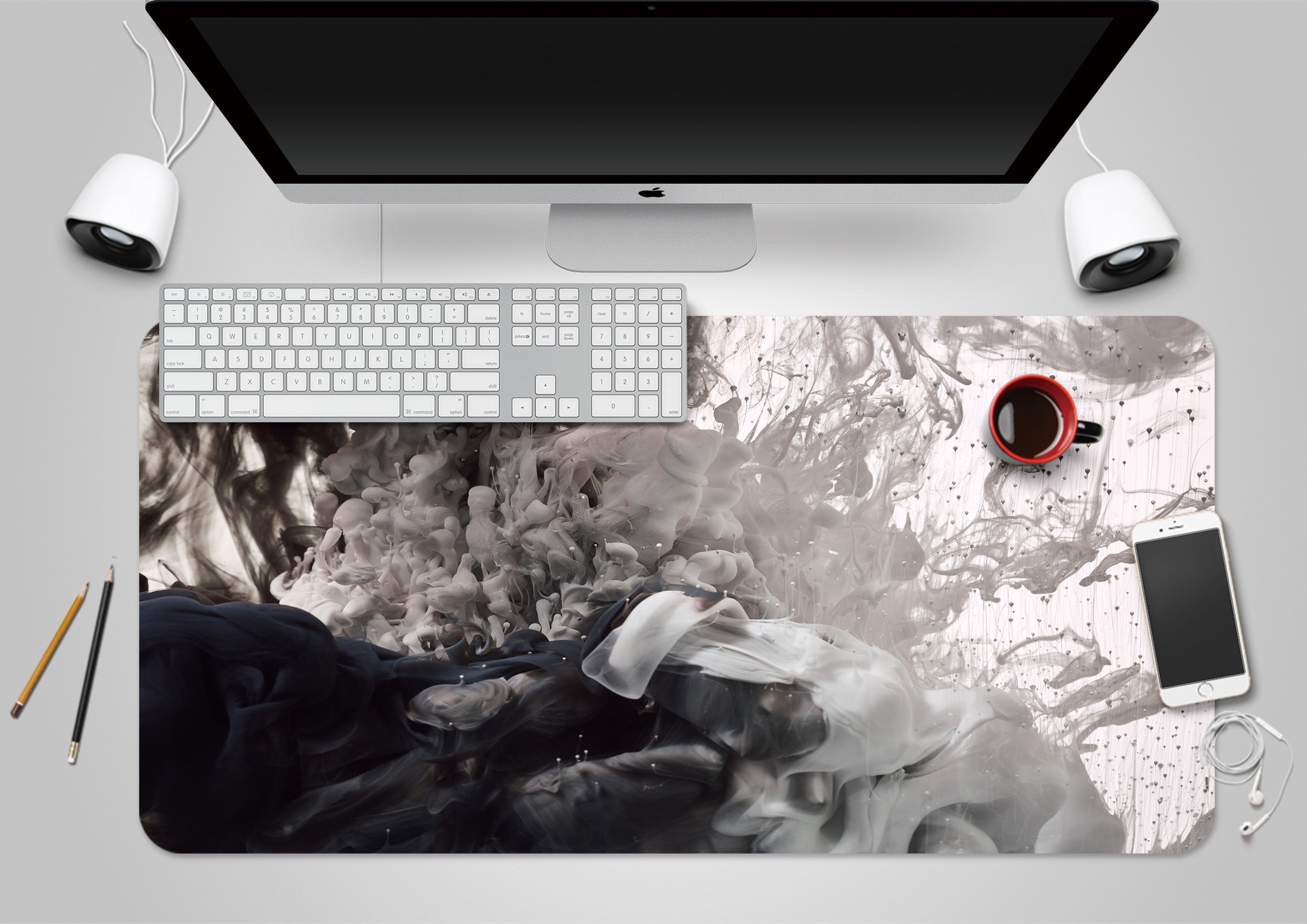 3D Gray Smoke 17197 Desk Mat