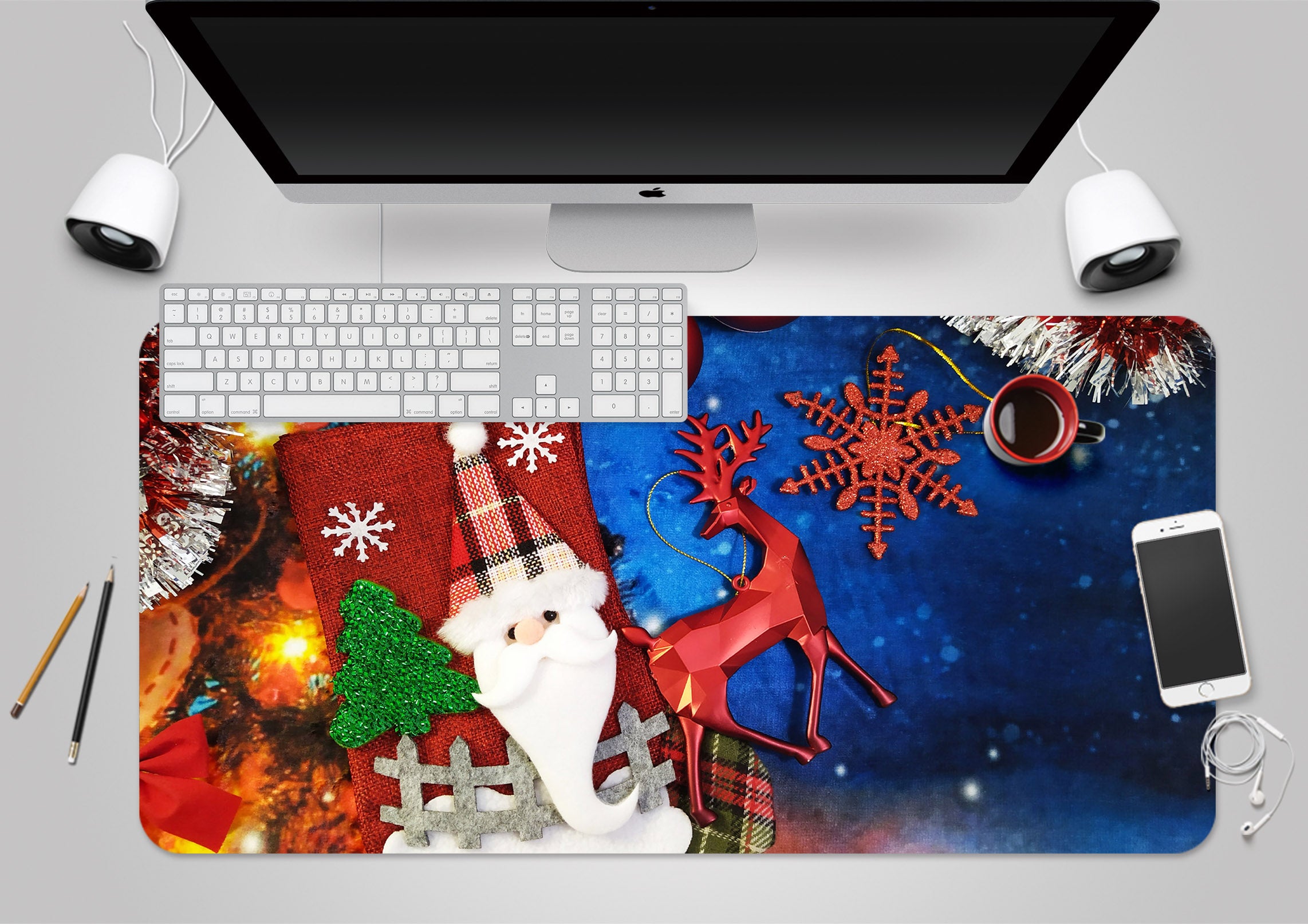 3D Santa Claus Deer 51258 Christmas Desk Mat Xmas