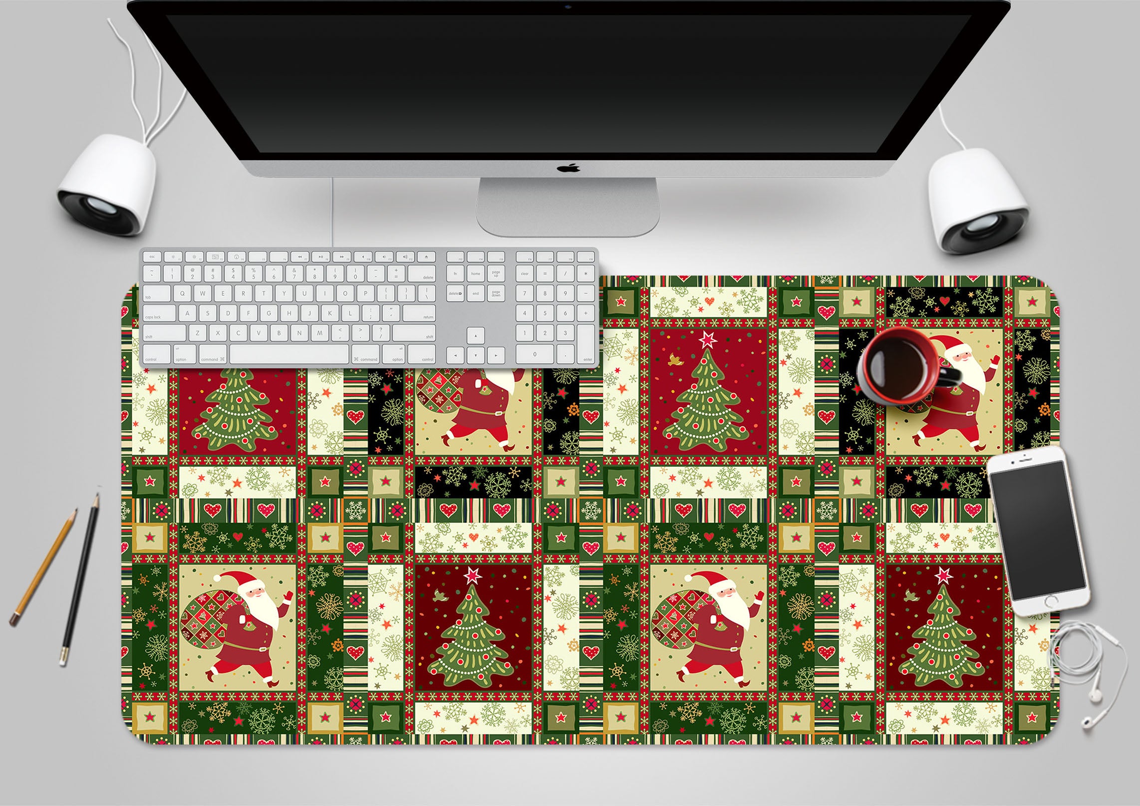 3D Tree Square Pattern 51206 Christmas Desk Mat Xmas