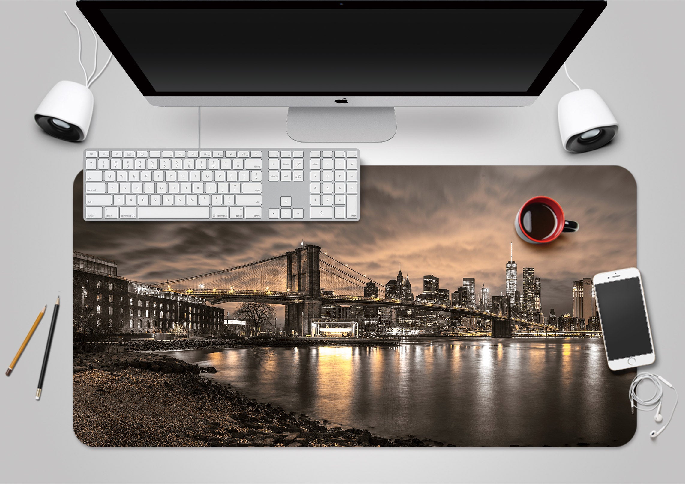 3D Night Bridge 7746 Assaf Frank Desk Mat