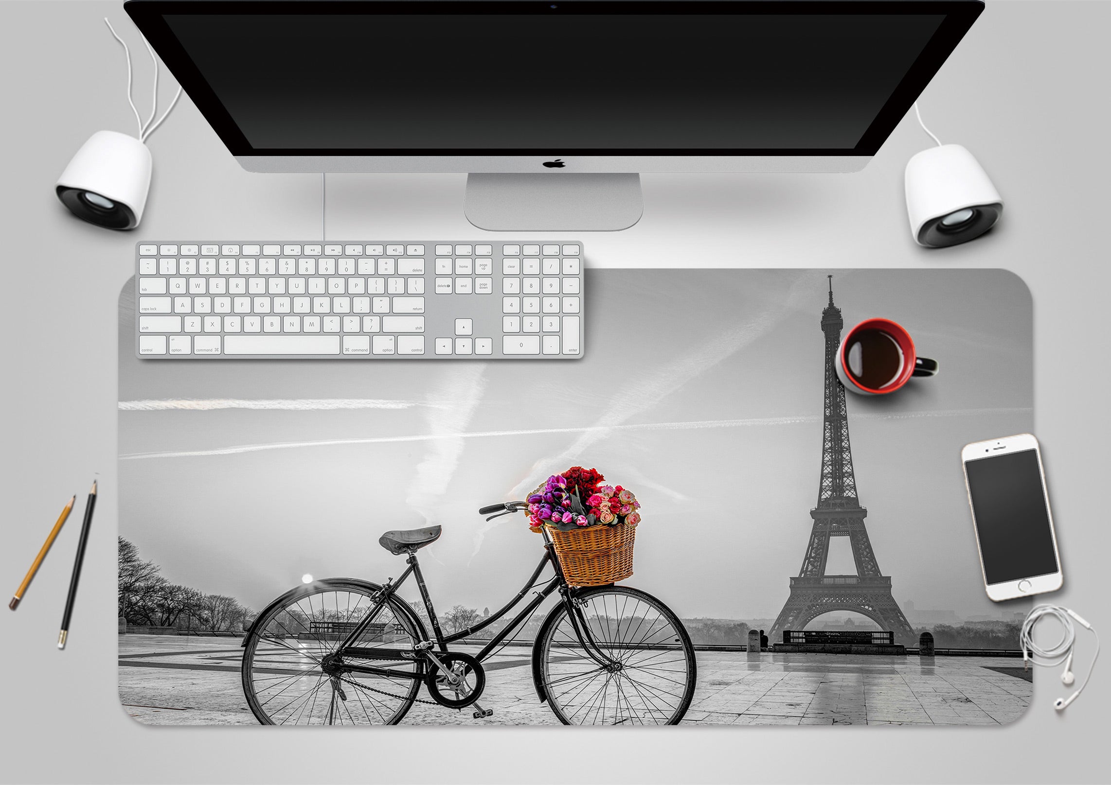 3D Bike Eiffel Tower 123114 Assaf Frank Desk Mat
