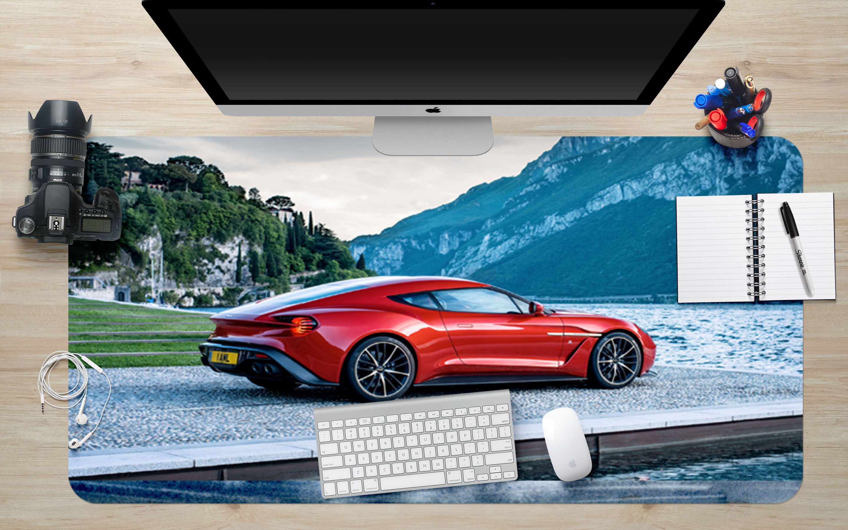 3D Red Car 17081 Desk Mat