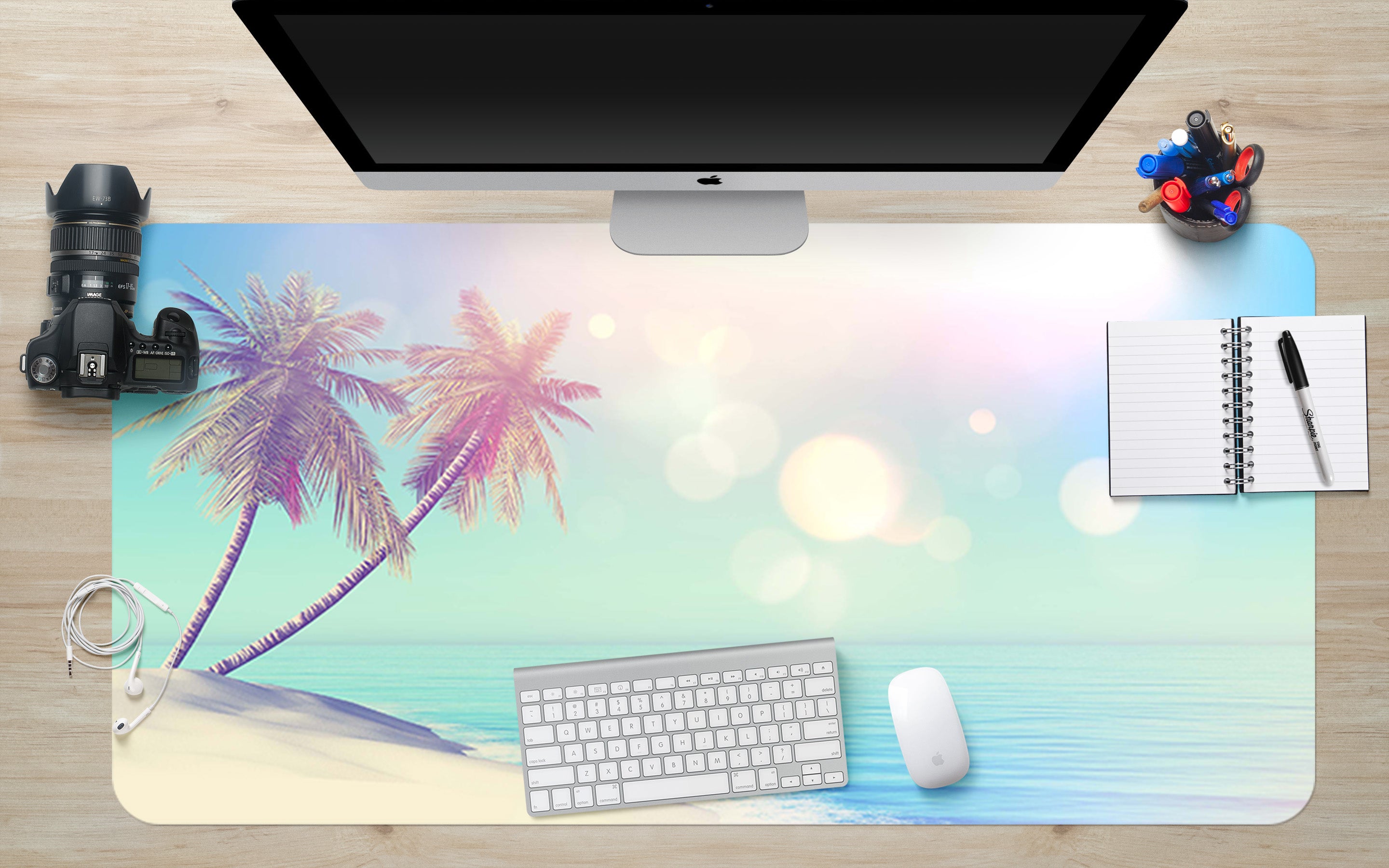 3D Seaside Coconut Tree 17031 Desk Mat