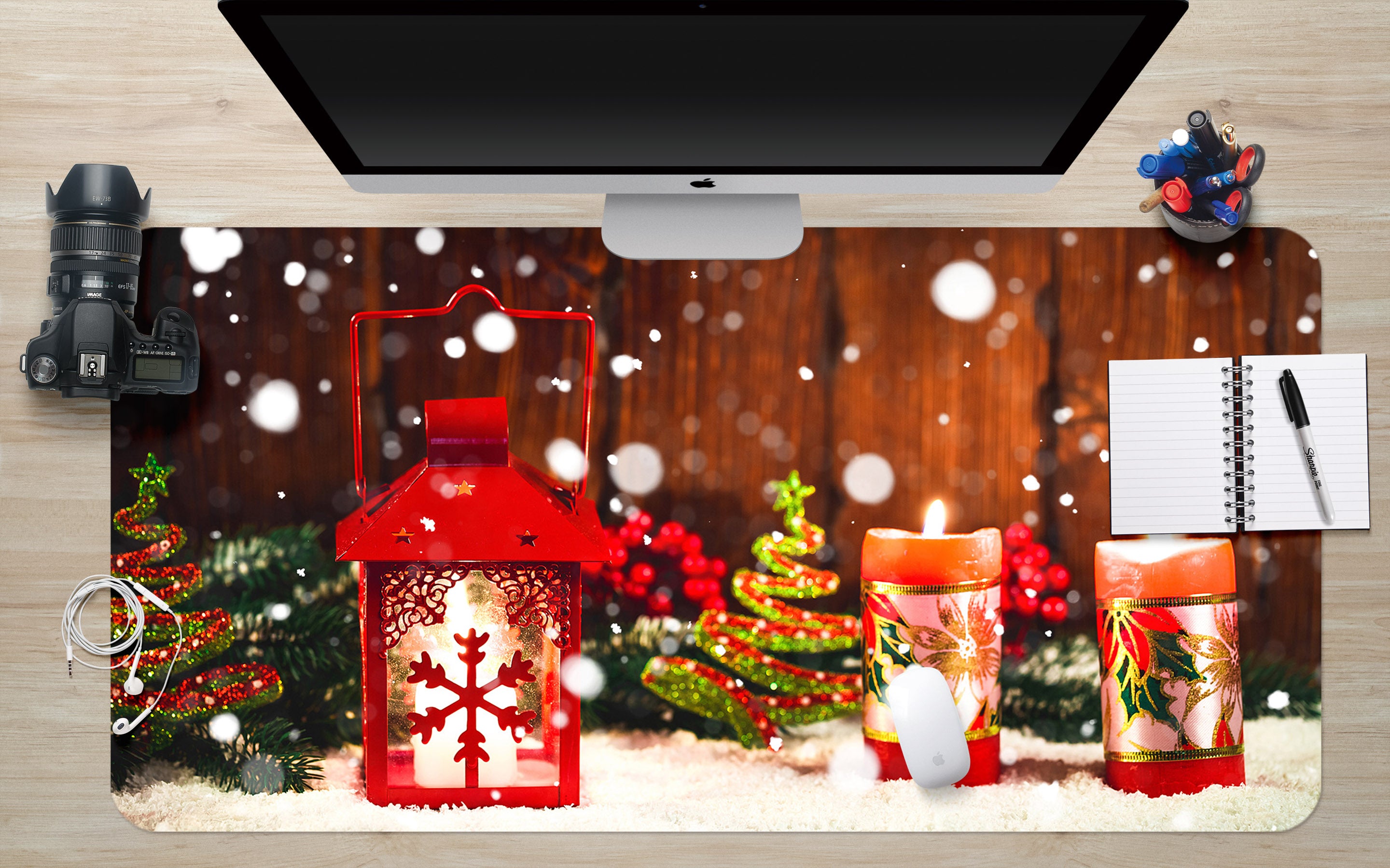 3D Candle Light 51218 Christmas Desk Mat Xmas