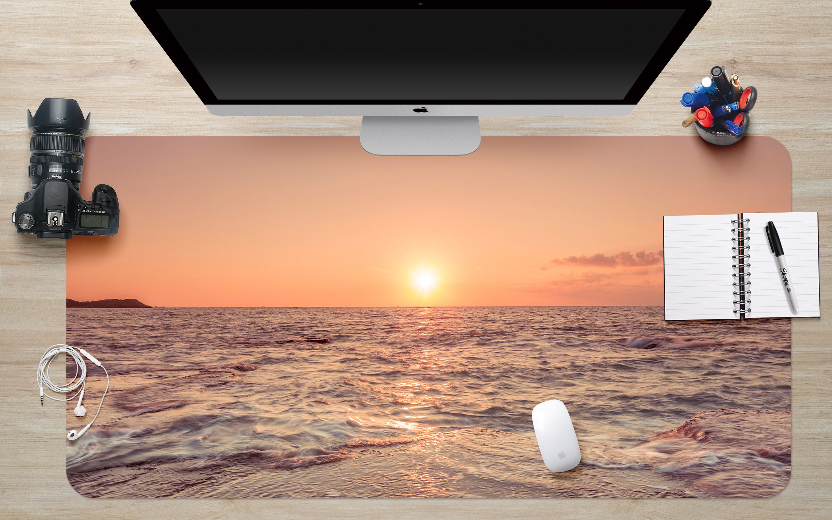 3D Sunset Sea 7761 Assaf Frank Desk Mat