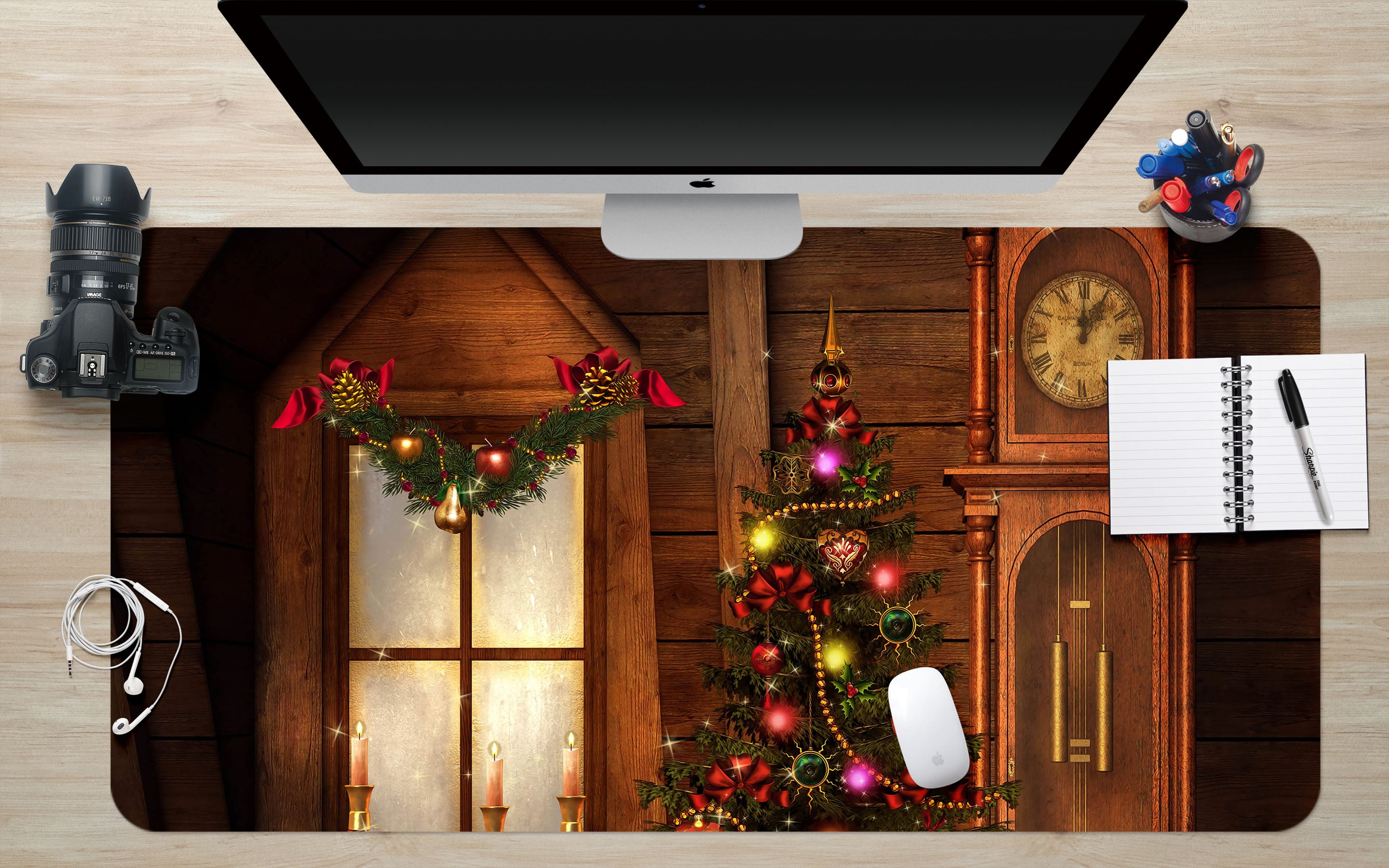 3D Tree Clock 51161 Christmas Desk Mat Xmas