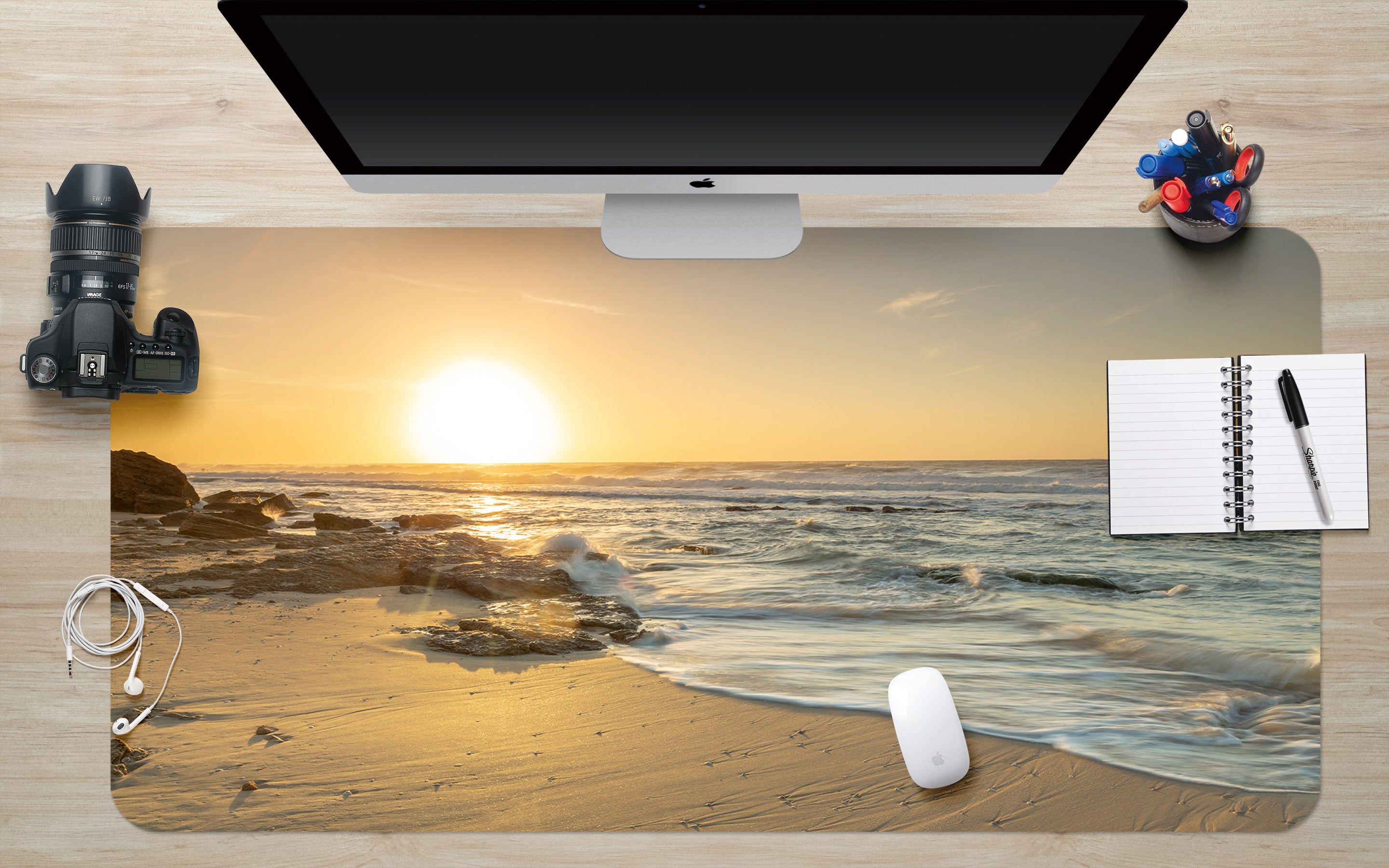 3D Beach Waves 7744 Assaf Frank Desk Mat