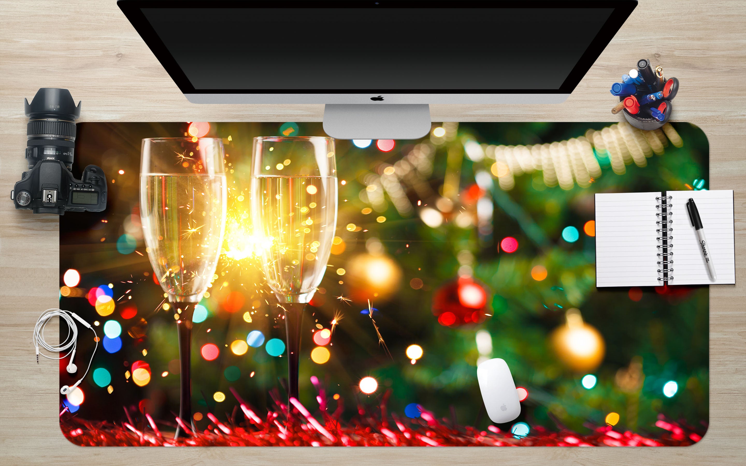 3D Wine Glass 51179 Christmas Desk Mat Xmas