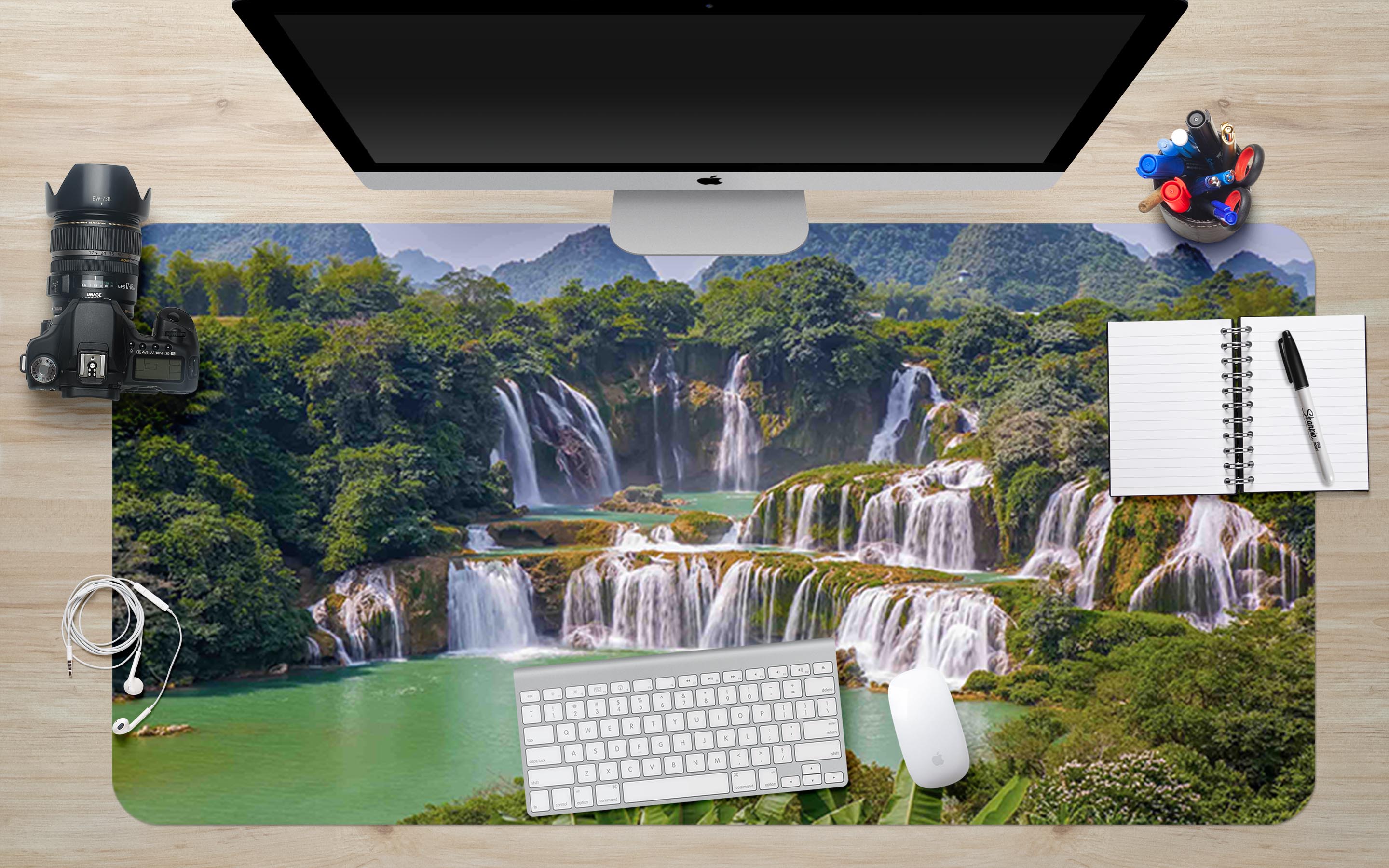 3D Waterfall Lake Water 17096 Desk Mat