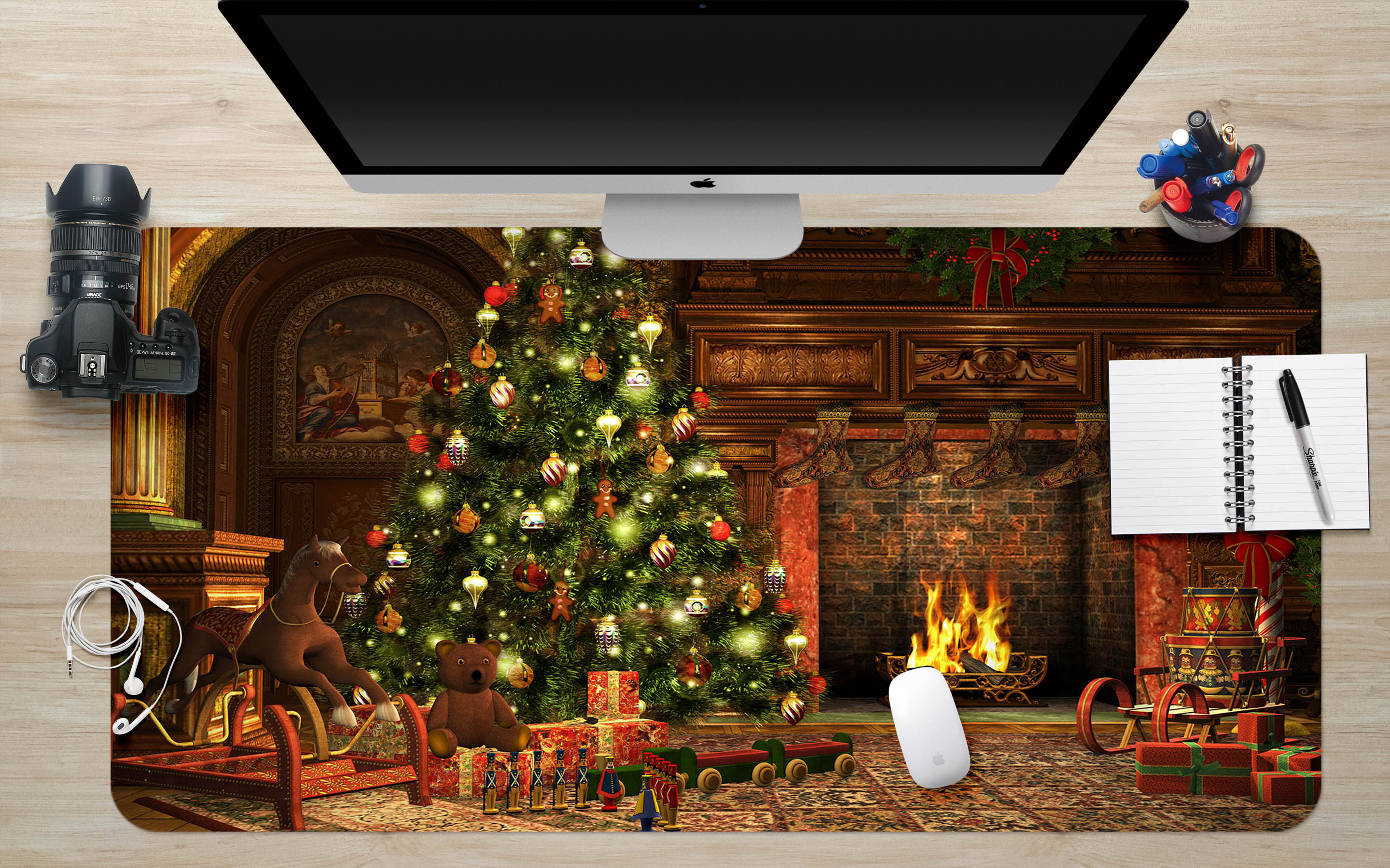 3D Tree Fireplace 51172 Christmas Desk Mat Xmas