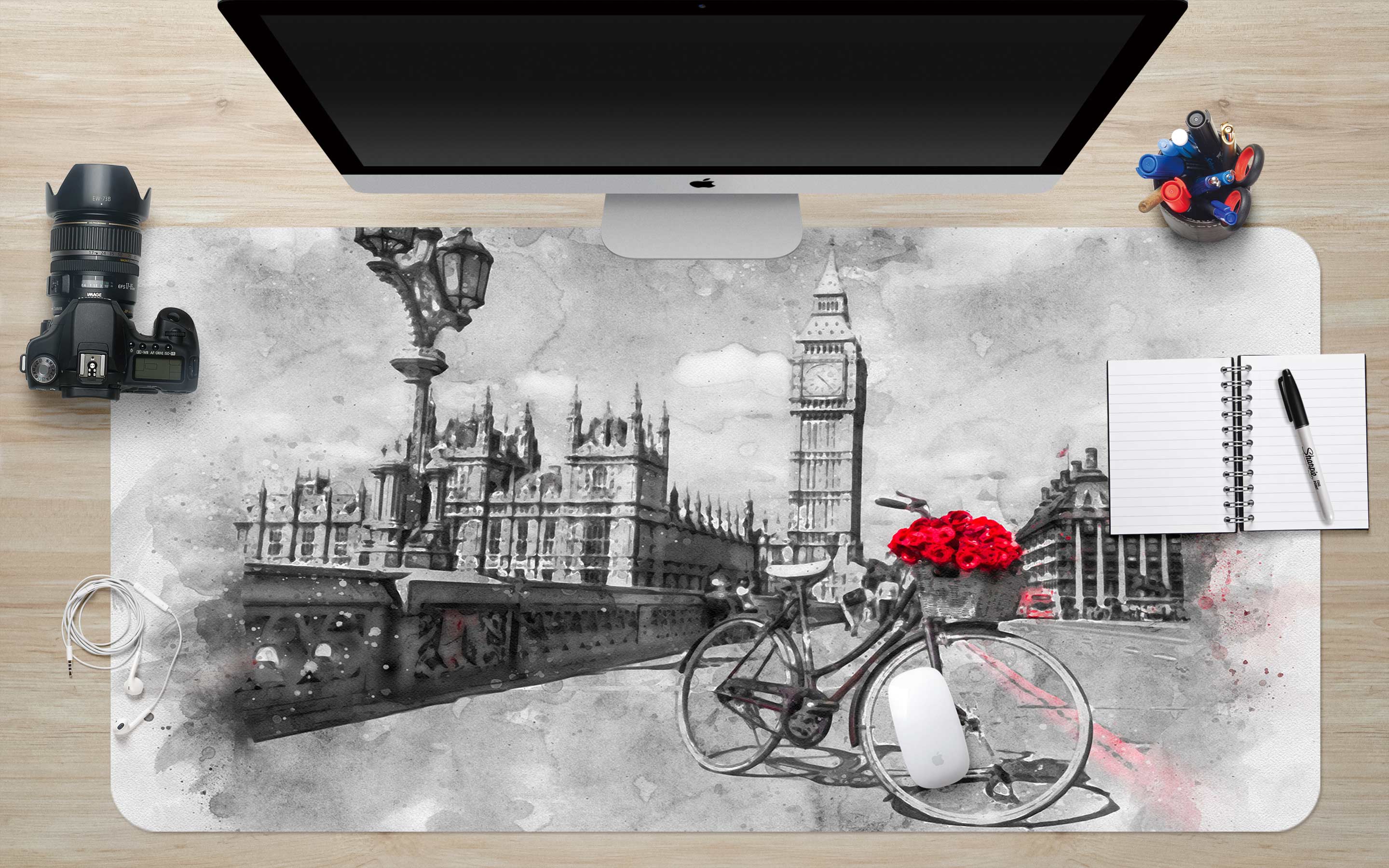 3D Building Bike Rose 12408 Assaf Frank Desk Mat