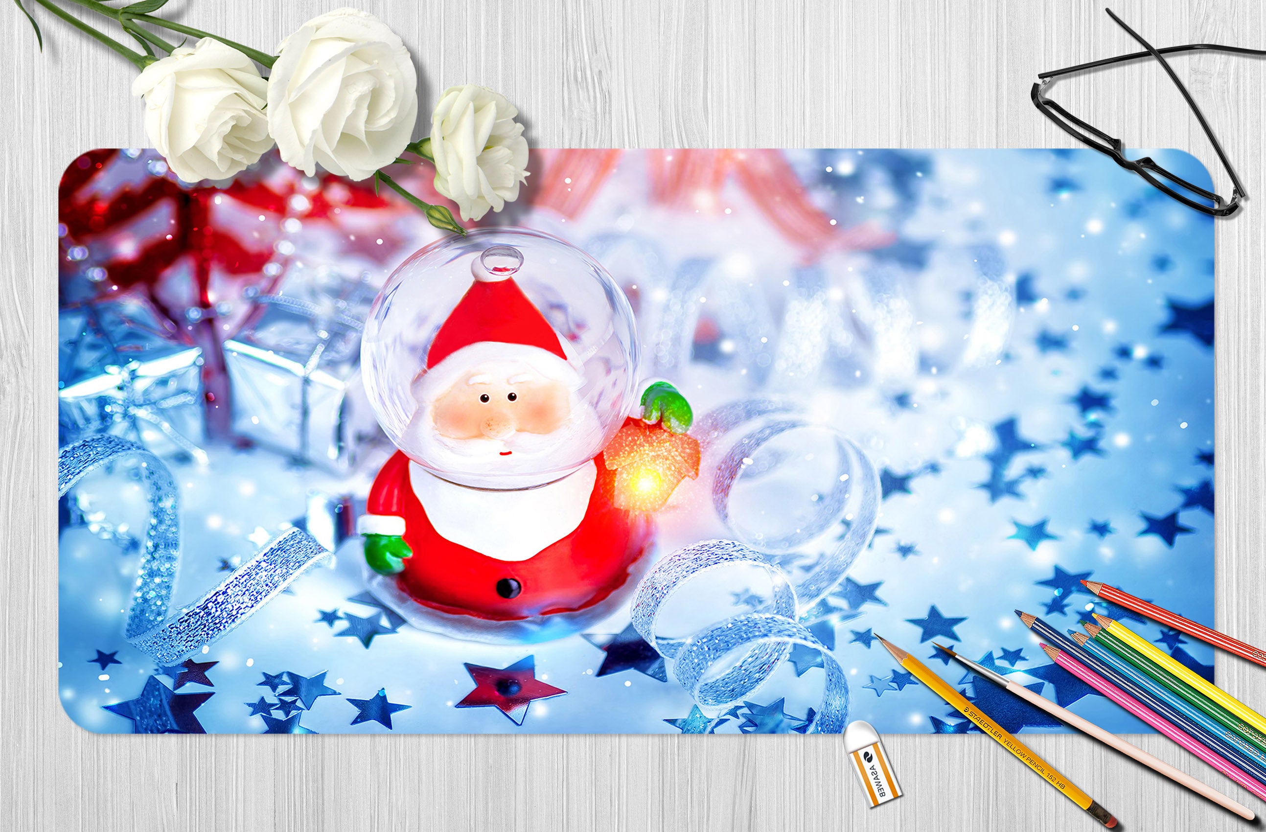 3D Santa Claus Ornaments 51177 Christmas Desk Mat Xmas