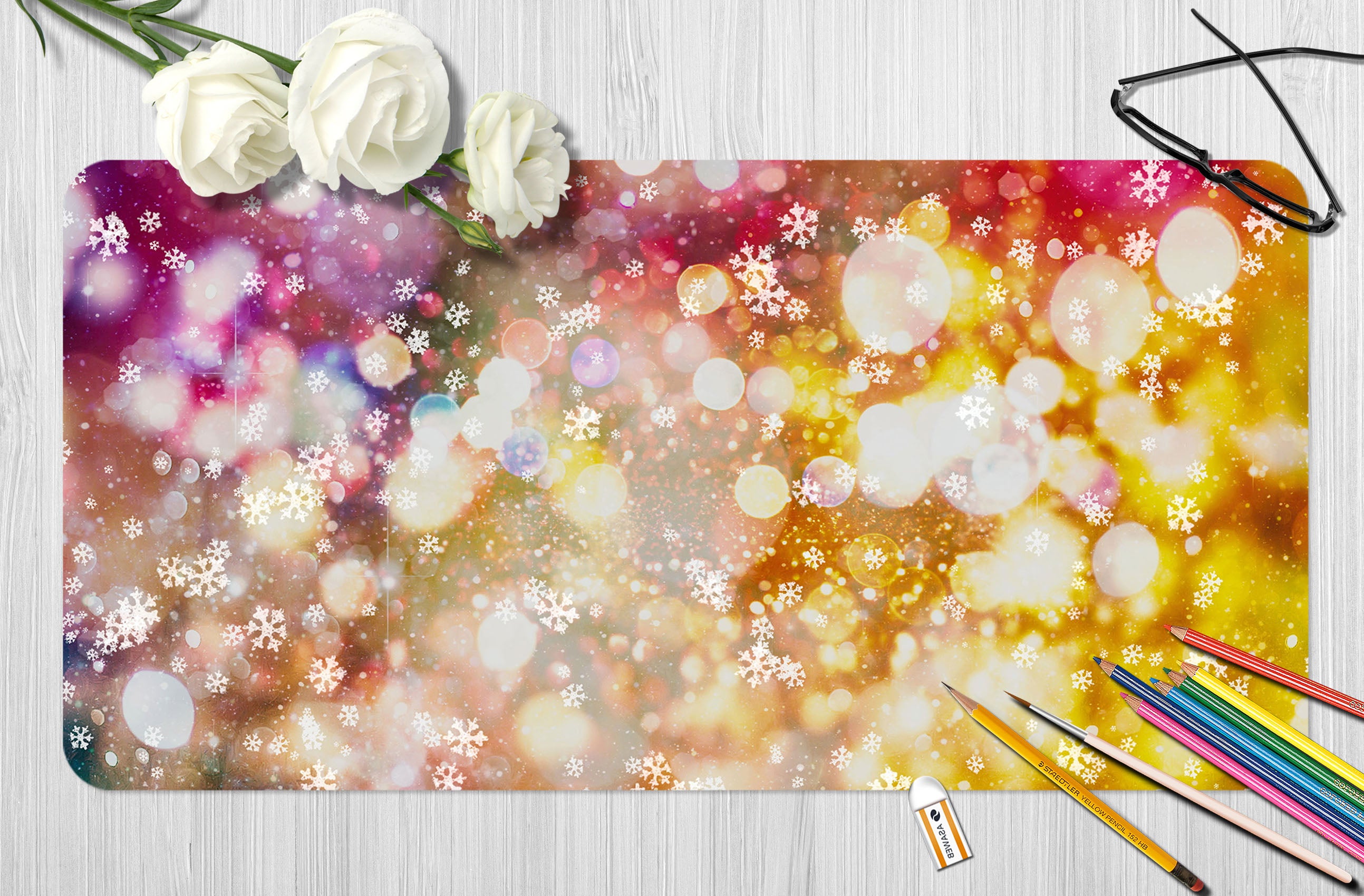 3D Snowflake 51217 Christmas Desk Mat Xmas