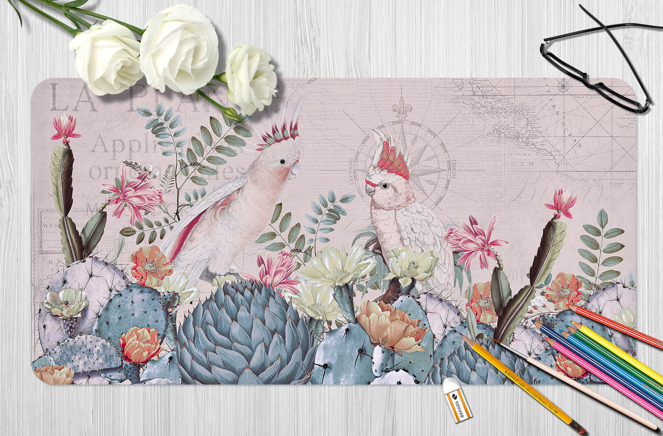 3D Parrot Cactus 992 Andrea Haase Desk Mat