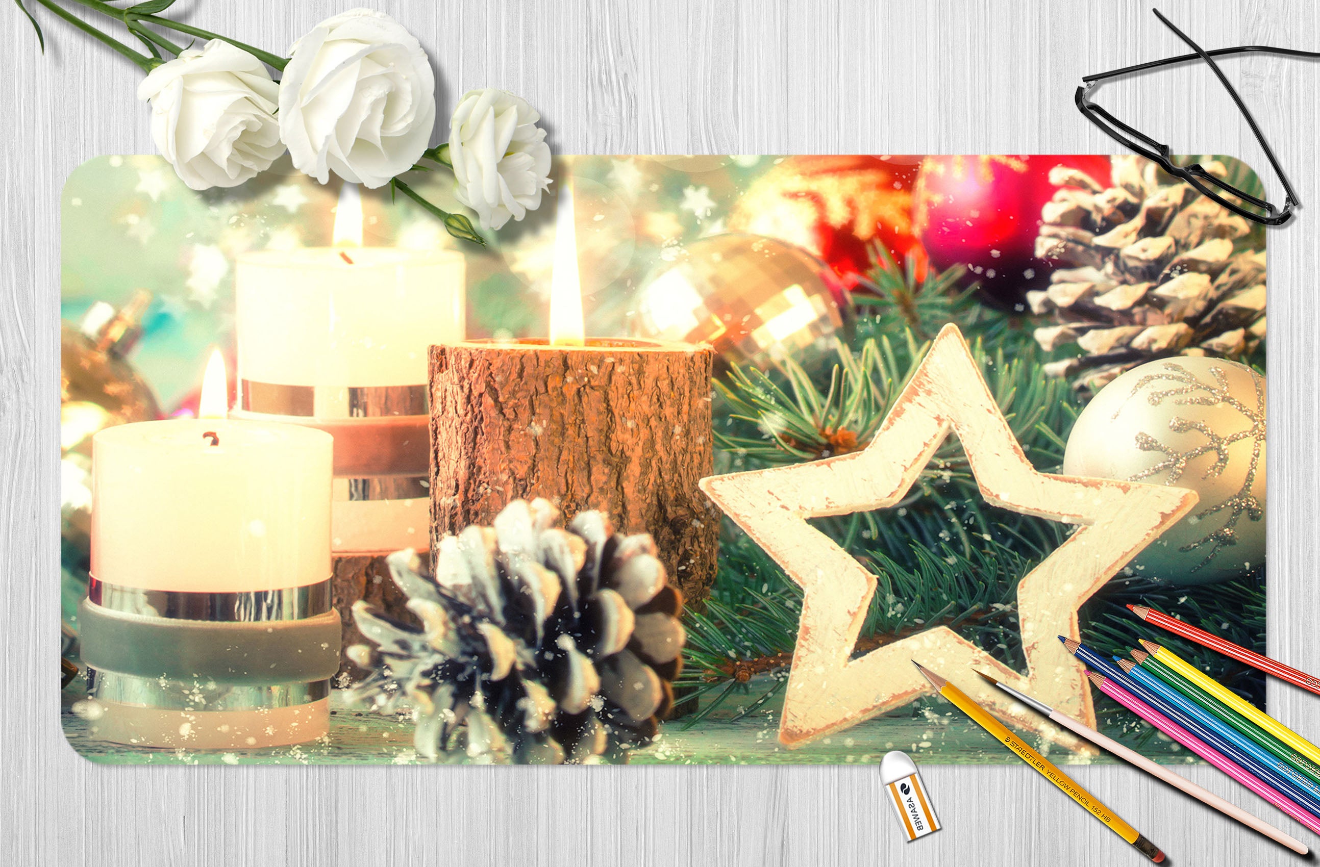 3D Five-Pointed Star Pineta 51181 Christmas Desk Mat Xmas