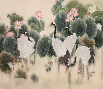 3D Crane Water LIly 982 Wallpaper AJ Wallpaper 