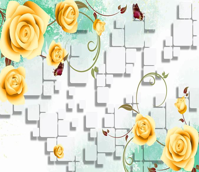 3D Orange Flower Butterfly 87 Wallpaper AJ Wallpaper 