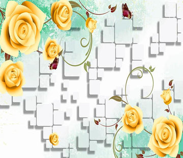 3D Orange Flower Butterfly 87 Wallpaper AJ Wallpaper 