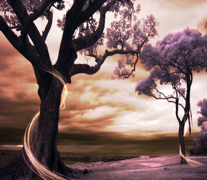 3D Purple Glow Tree 232 Wallpaper AJ Wallpaper 2 