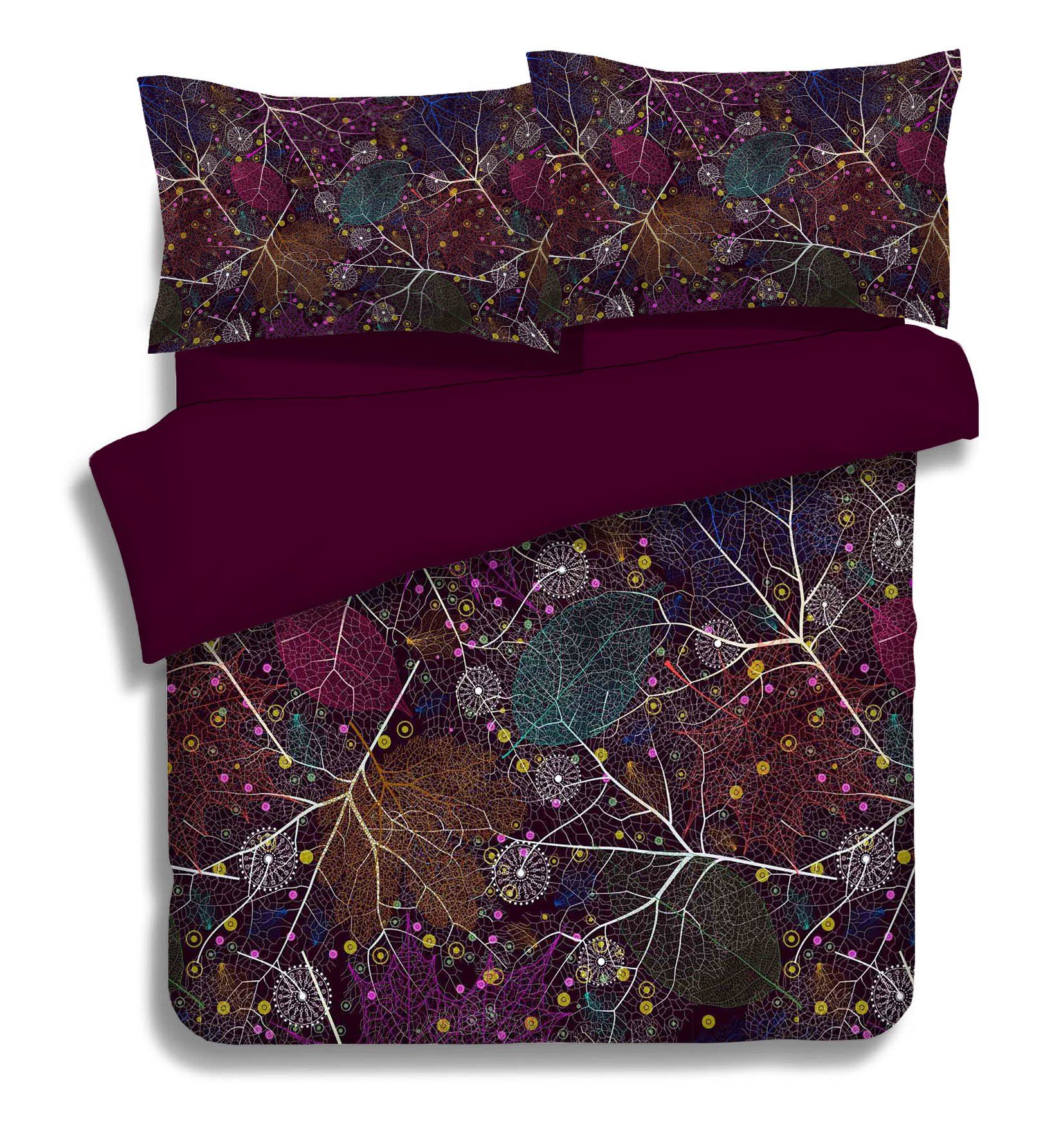 3D Colorful Leaves Pattern 328 Bed Pillowcases Quilt Wallpaper AJ Wallpaper 