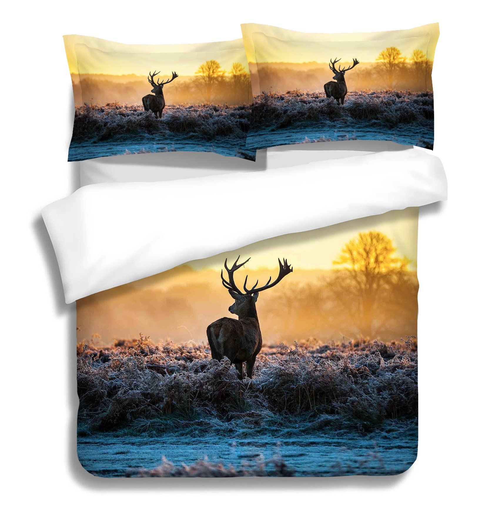 3D Elk Dusk 100 Bed Pillowcases Quilt Wallpaper AJ Wallpaper 