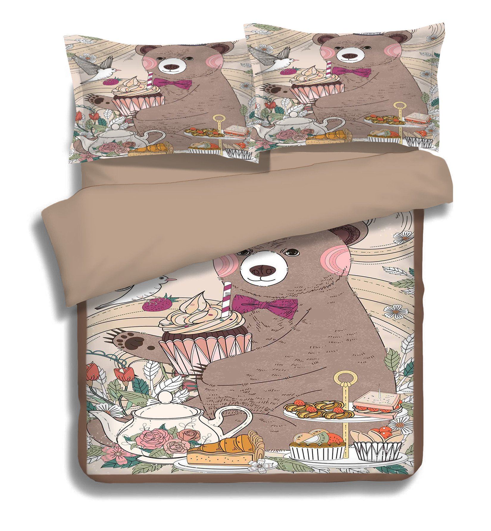 3D Brown Bear 043 Bed Pillowcases Quilt Wallpaper AJ Wallpaper 
