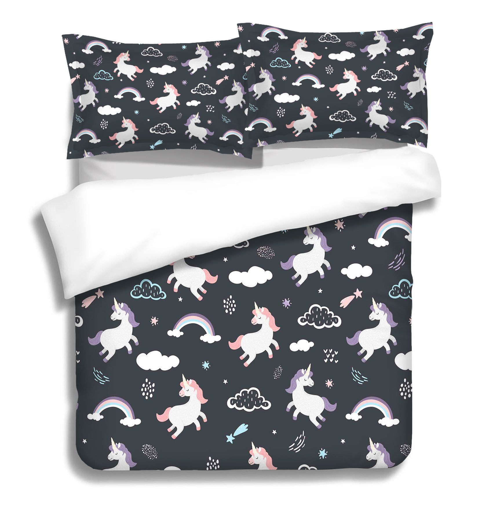 3D Rainbow Unicorn 067 Bed Pillowcases Quilt Wallpaper AJ Wallpaper 