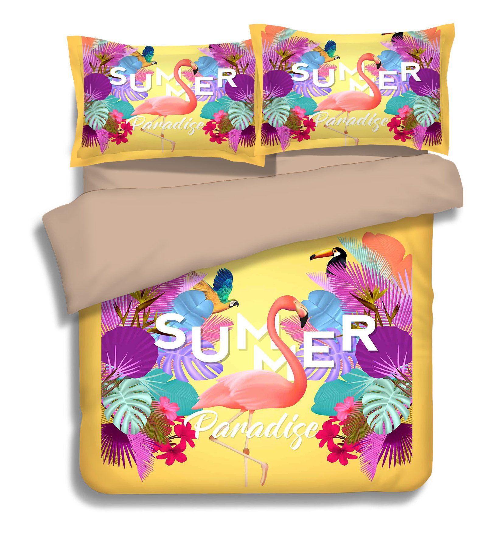 3D Walk Flamingos 089 Bed Pillowcases Quilt Wallpaper AJ Wallpaper 