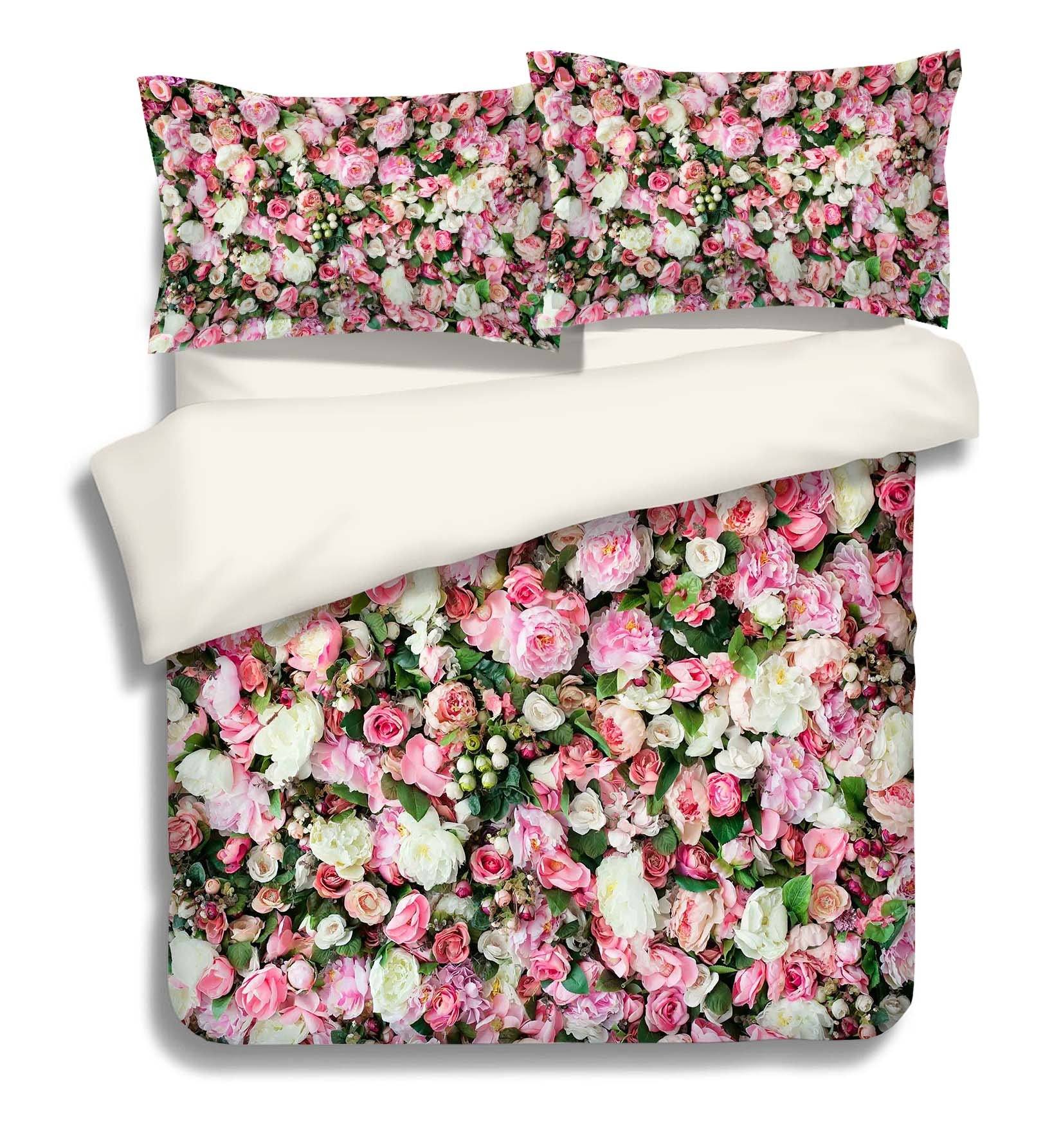 3D Pink Flowers Wall 179 Bed Pillowcases Quilt Wallpaper AJ Wallpaper 