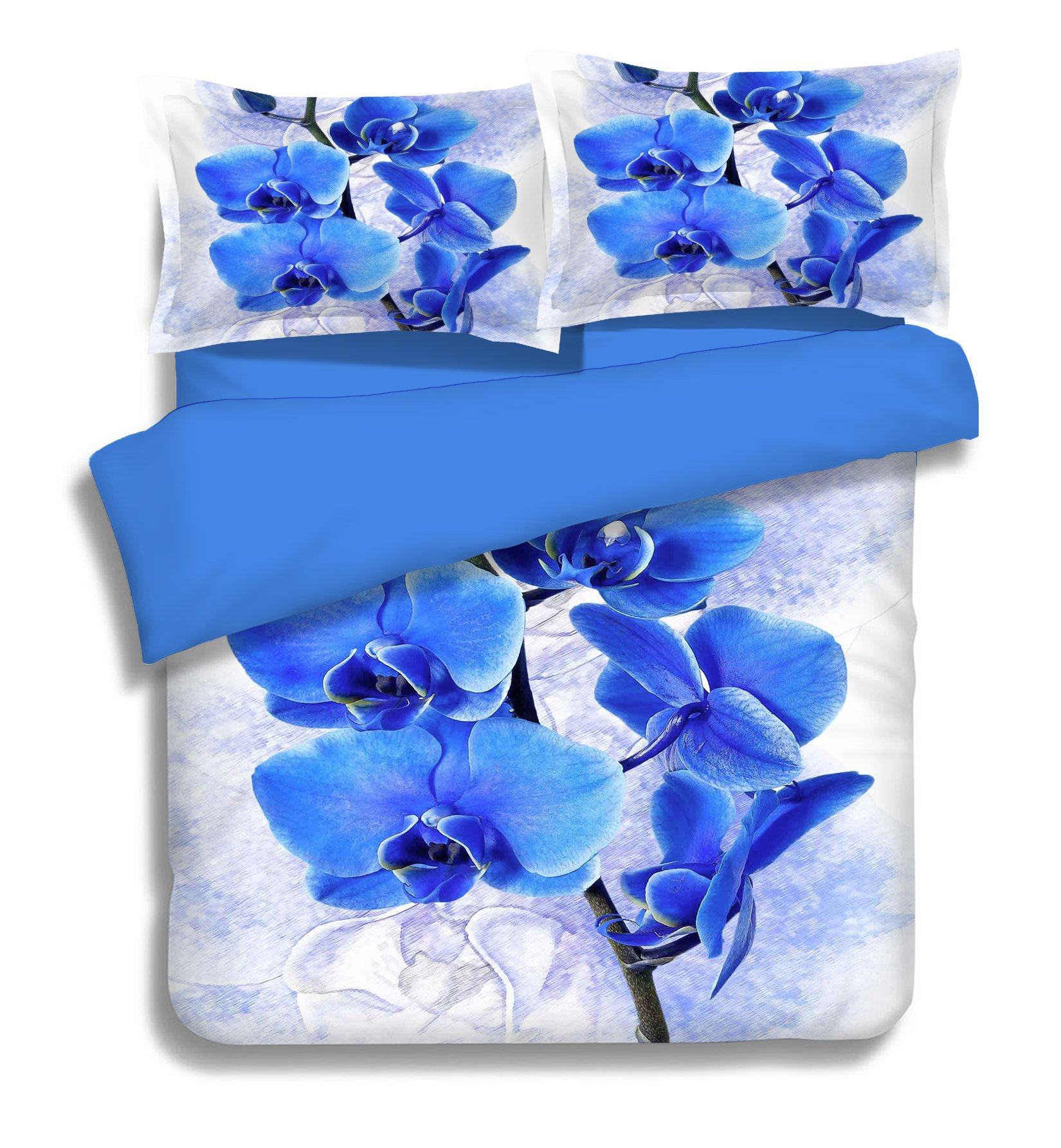 3D Blue Phalaenopsis 291 Bed Pillowcases Quilt Wallpaper AJ Wallpaper 