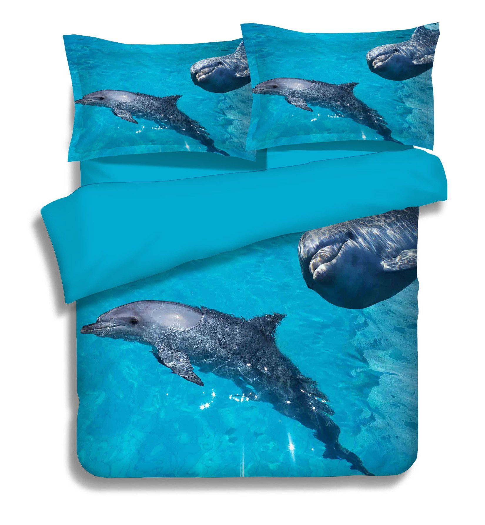 3D Blue Sea Dolphins 159 Bed Pillowcases Quilt Wallpaper AJ Wallpaper 