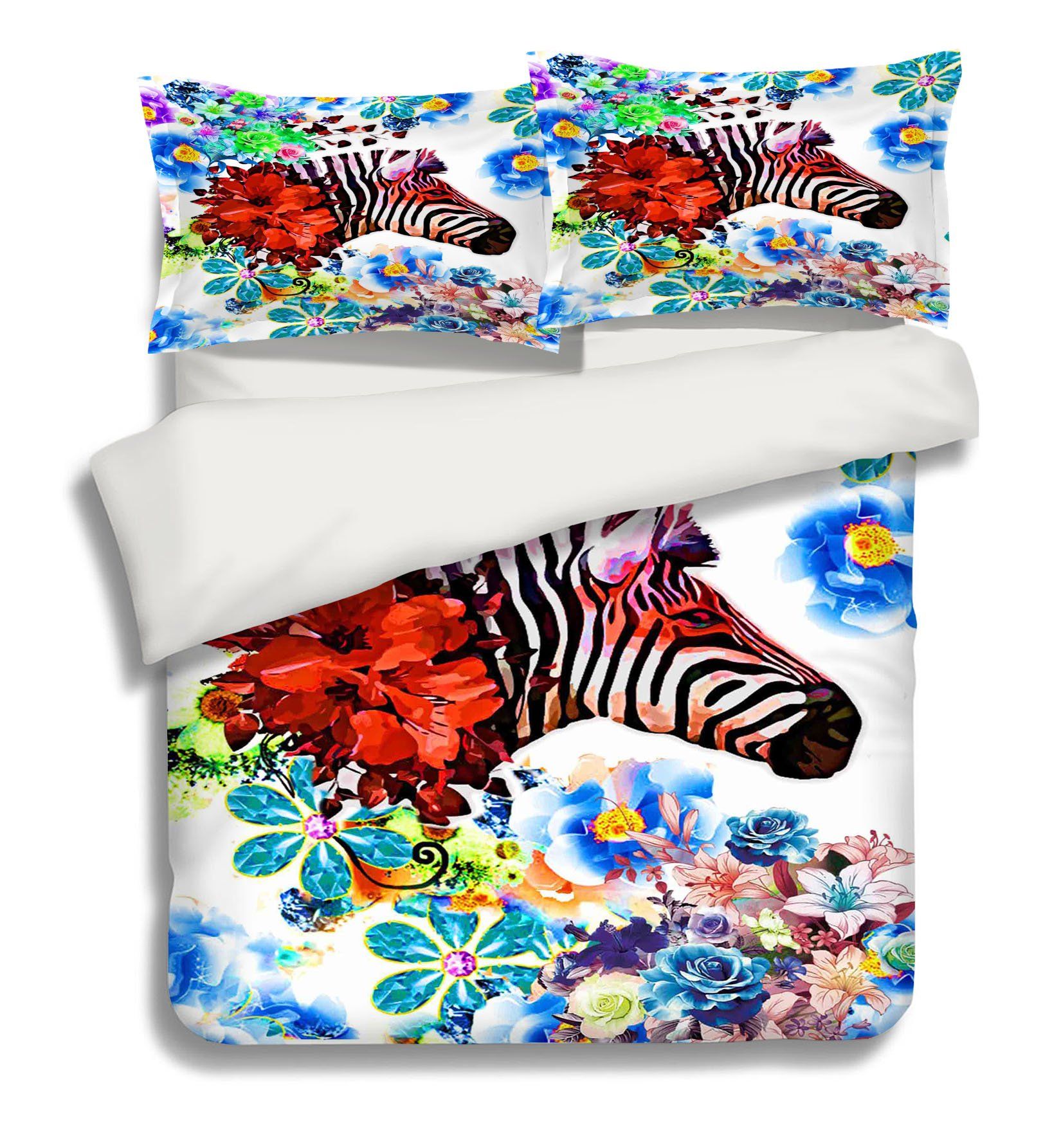 3D Flowers Zebra 144 Bed Pillowcases Quilt Wallpaper AJ Wallpaper 