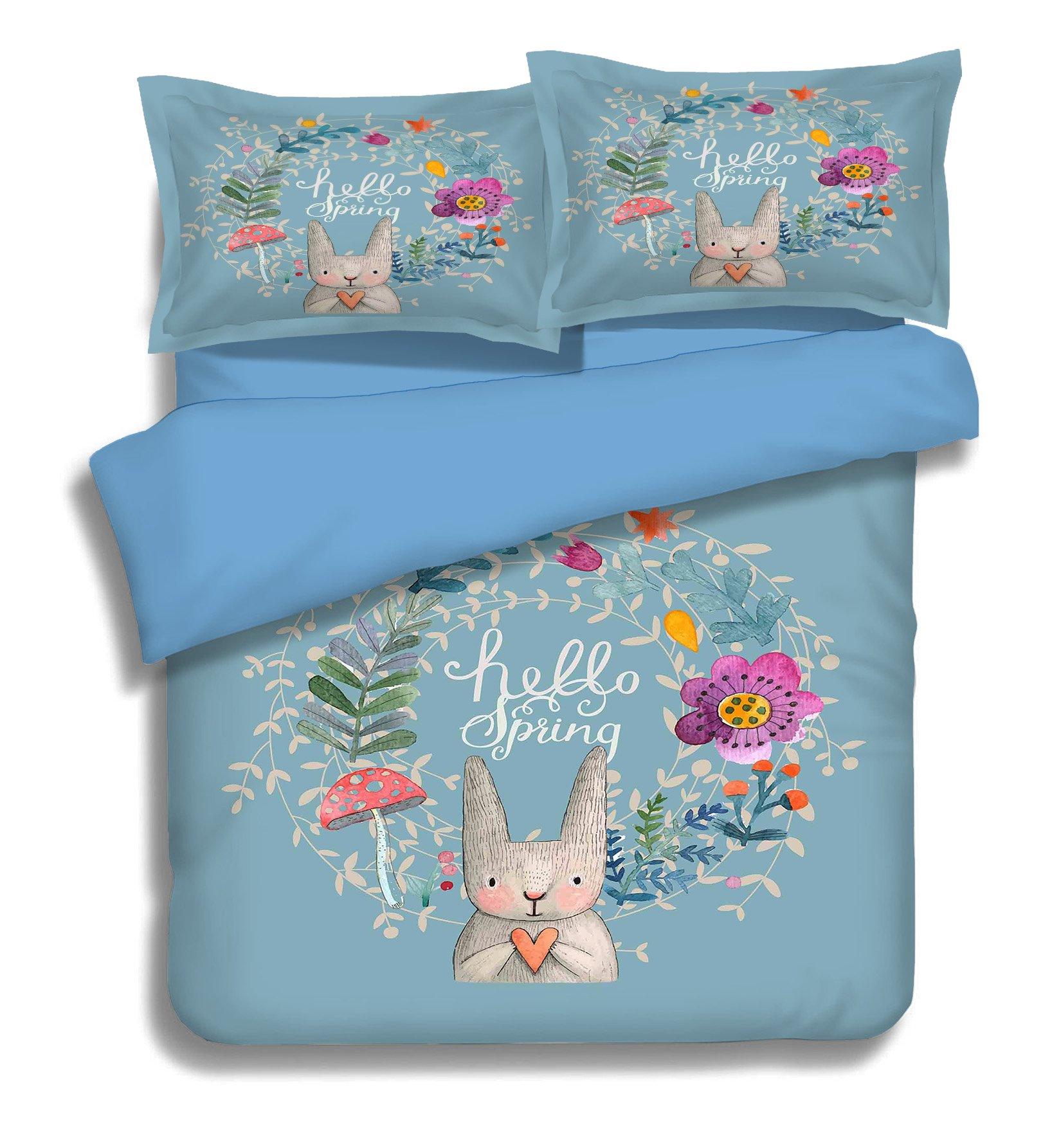 3D Rabbit Love 029 Bed Pillowcases Quilt Wallpaper AJ Wallpaper 