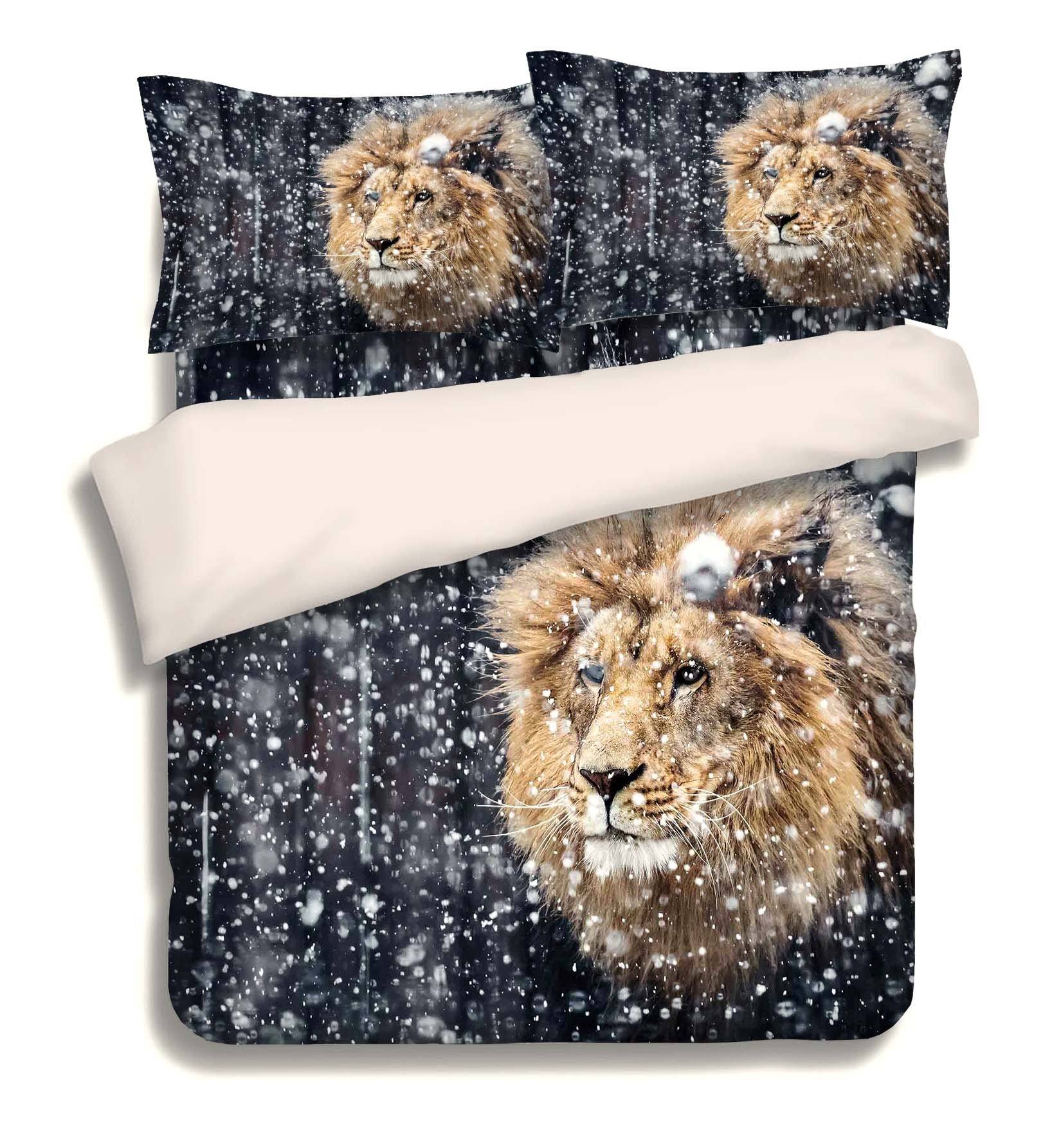 3D Snow Field Lion 119 Bed Pillowcases Quilt Wallpaper AJ Wallpaper 