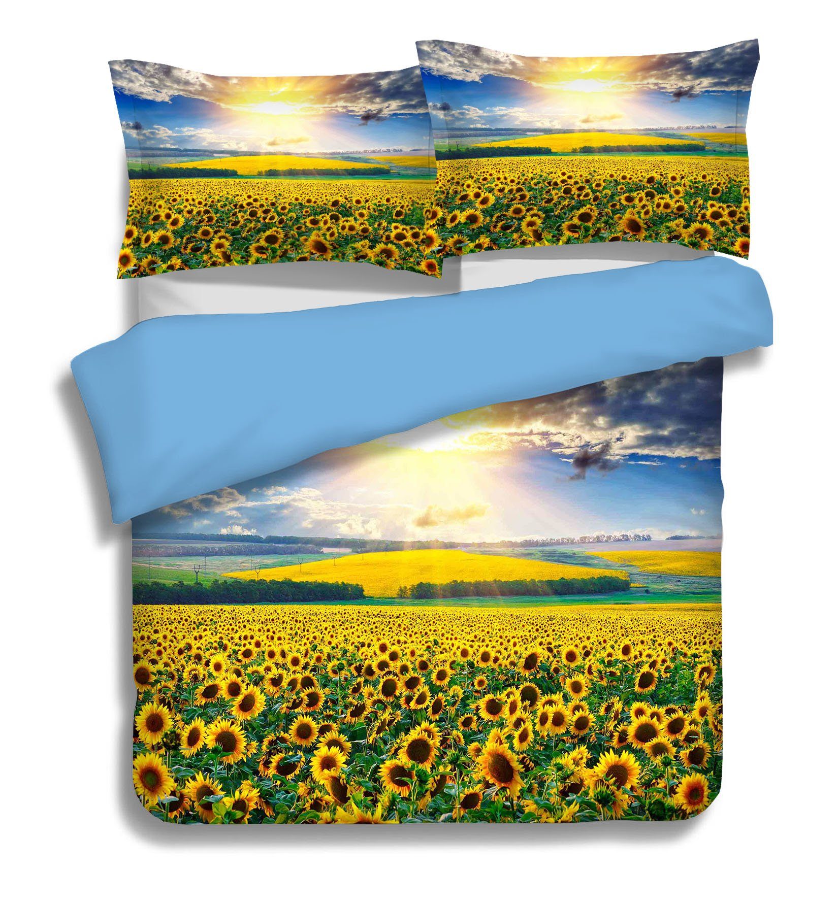 3D Sunset Sunflower 161 Bed Pillowcases Quilt Wallpaper AJ Wallpaper 
