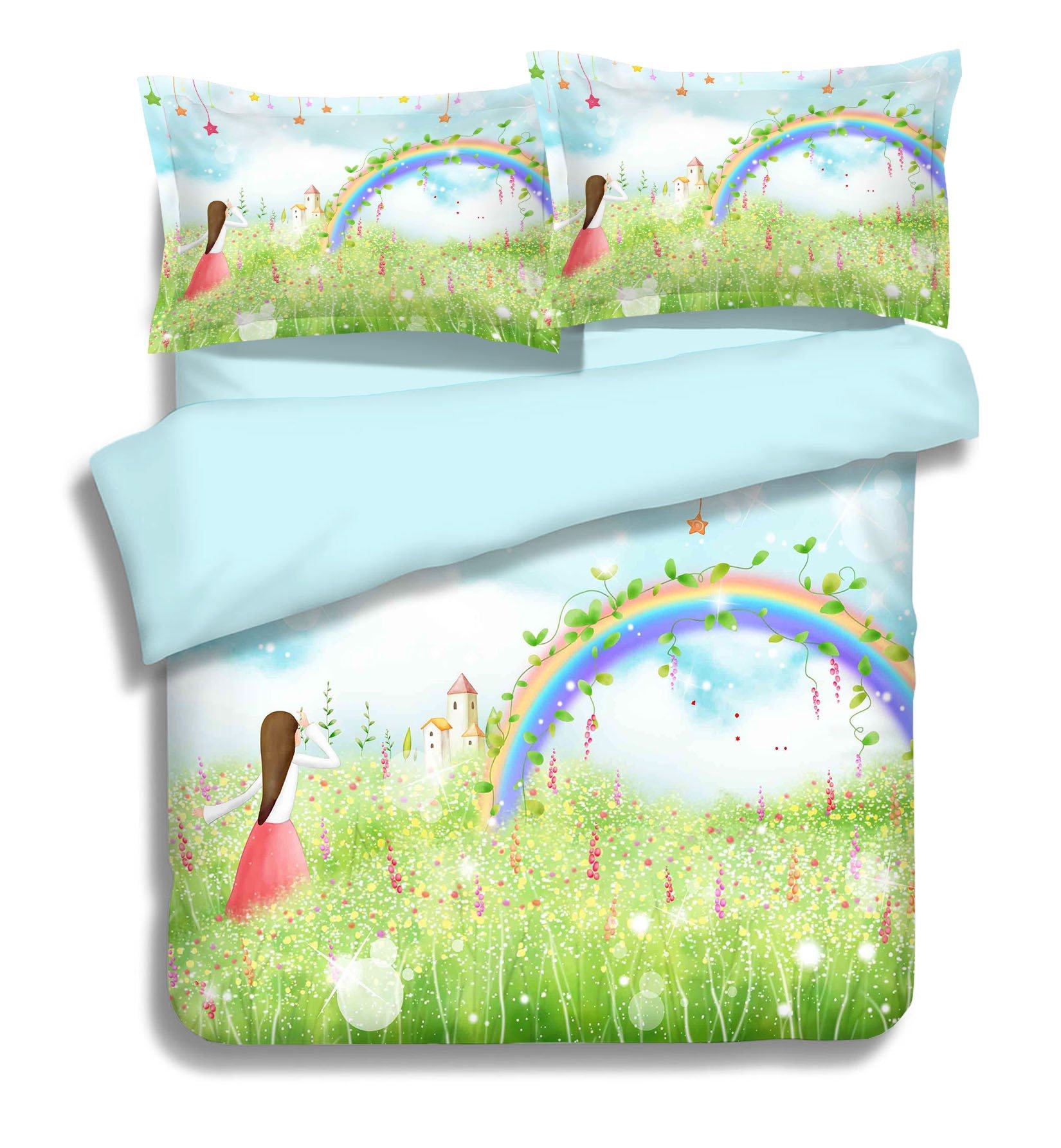 3D Flowers Field Rainbow 341 Bed Pillowcases Quilt Wallpaper AJ Wallpaper 