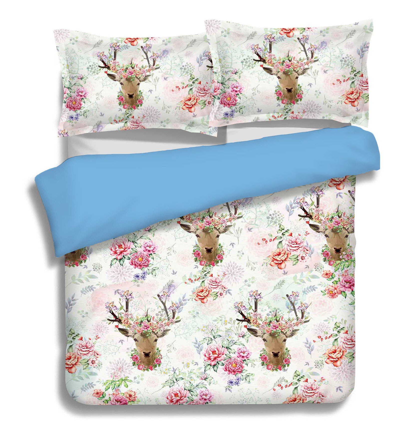 3D Elk Flower 144 Bed Pillowcases Quilt Wallpaper AJ Wallpaper 