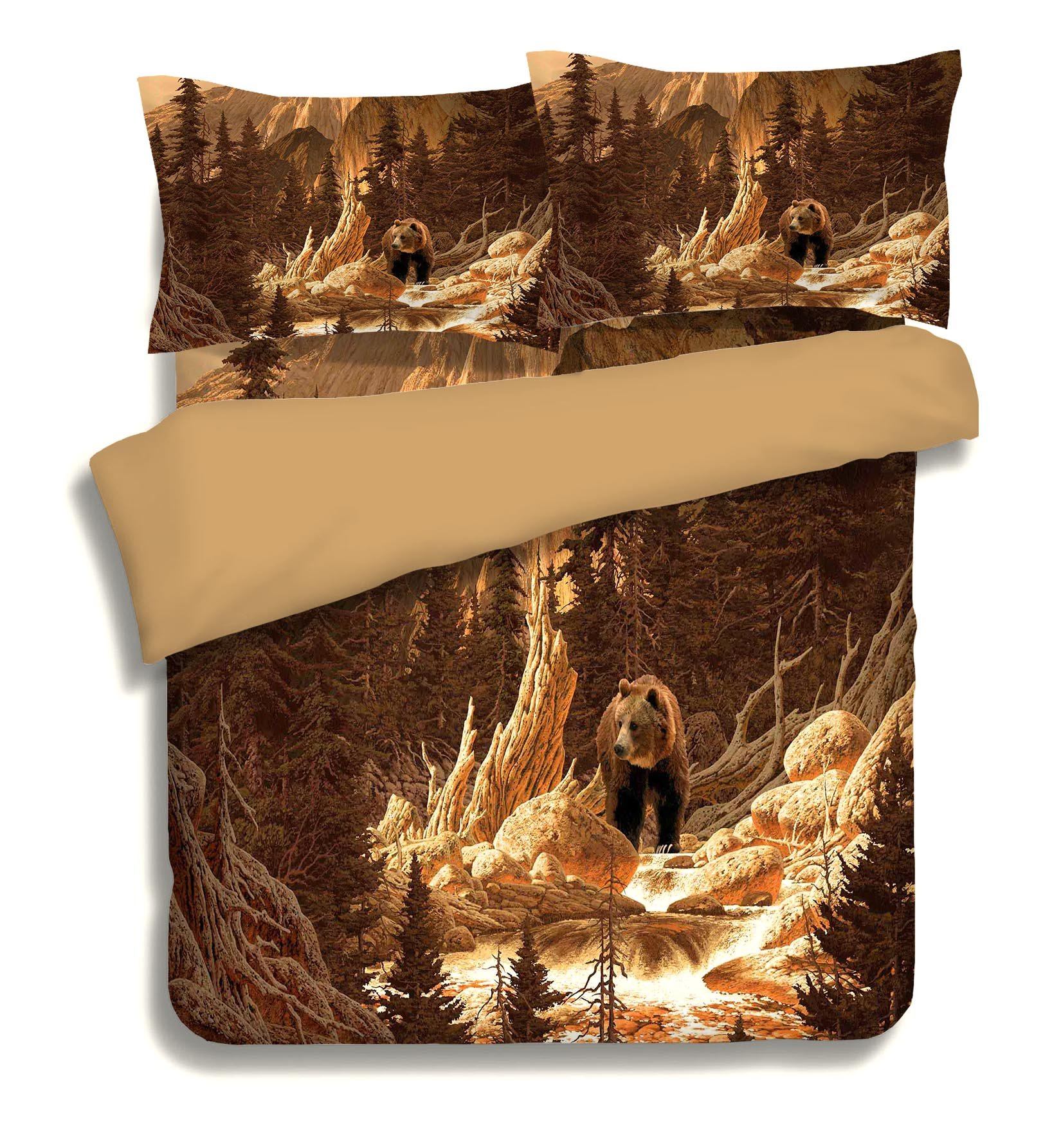 3D Mountain Bear 104 Bed Pillowcases Quilt Wallpaper AJ Wallpaper 