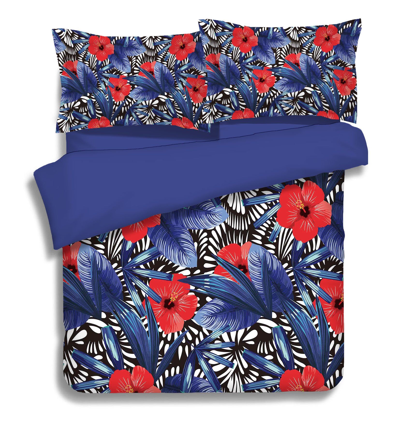 3D Red Flowers Leaves 277 Bed Pillowcases Quilt Wallpaper AJ Wallpaper 