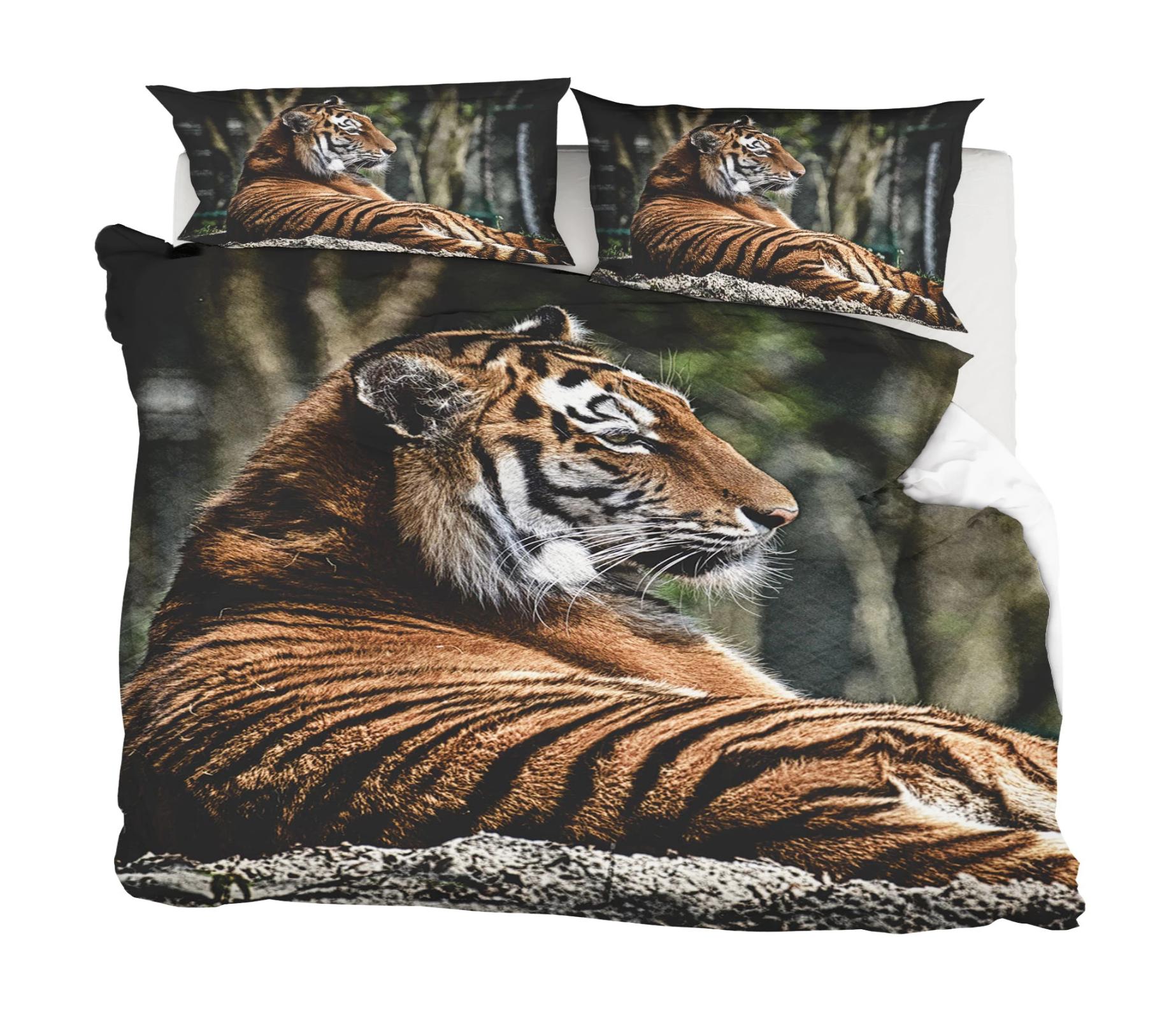 3D Tiger 2008 Bed Pillowcases Quilt Quiet Covers AJ Creativity Home 