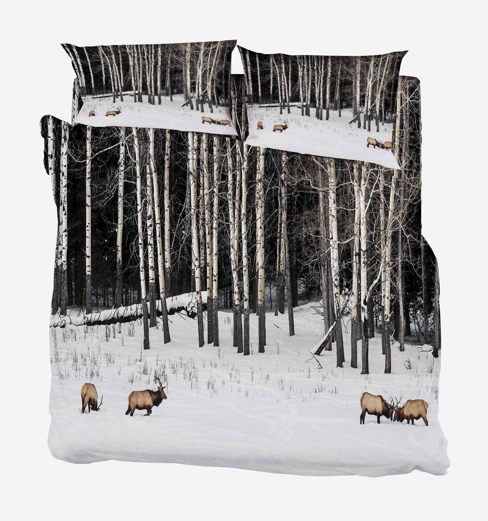 3D Snow Forest Animals 43 Bed Pillowcases Quilt Wallpaper AJ Wallpaper 