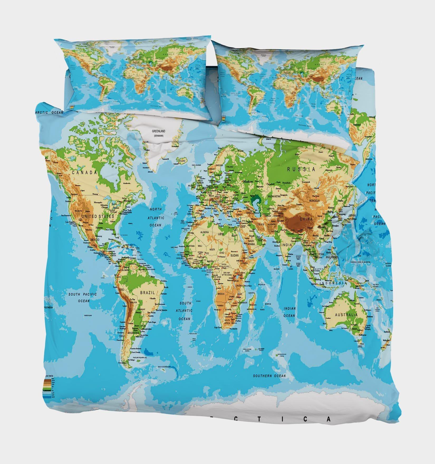 3D World Map 51 Bed Pillowcases Quilt Wallpaper AJ Wallpaper 