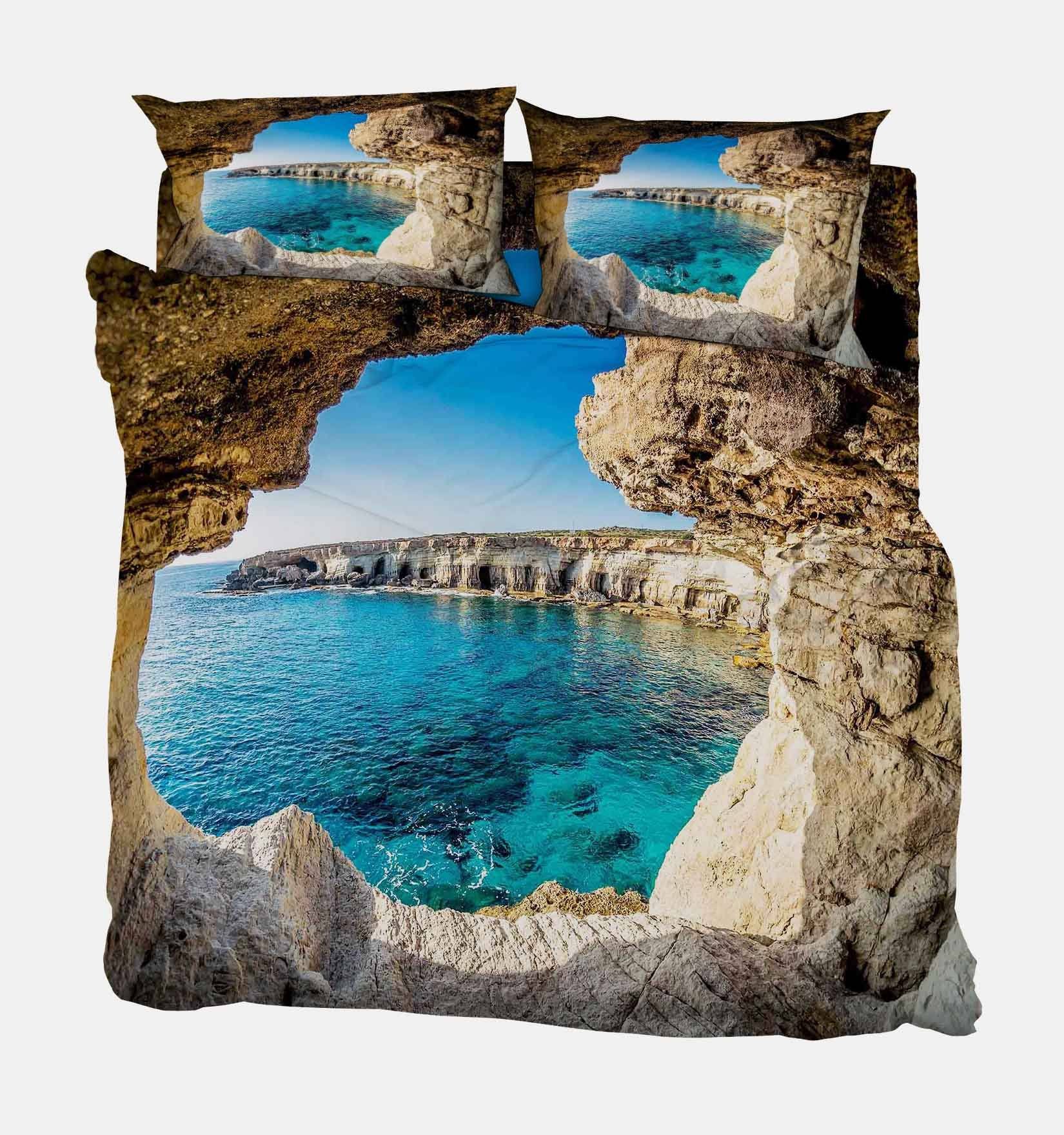 3D Cave Sea Scenery 37 Bed Pillowcases Quilt Wallpaper AJ Wallpaper 