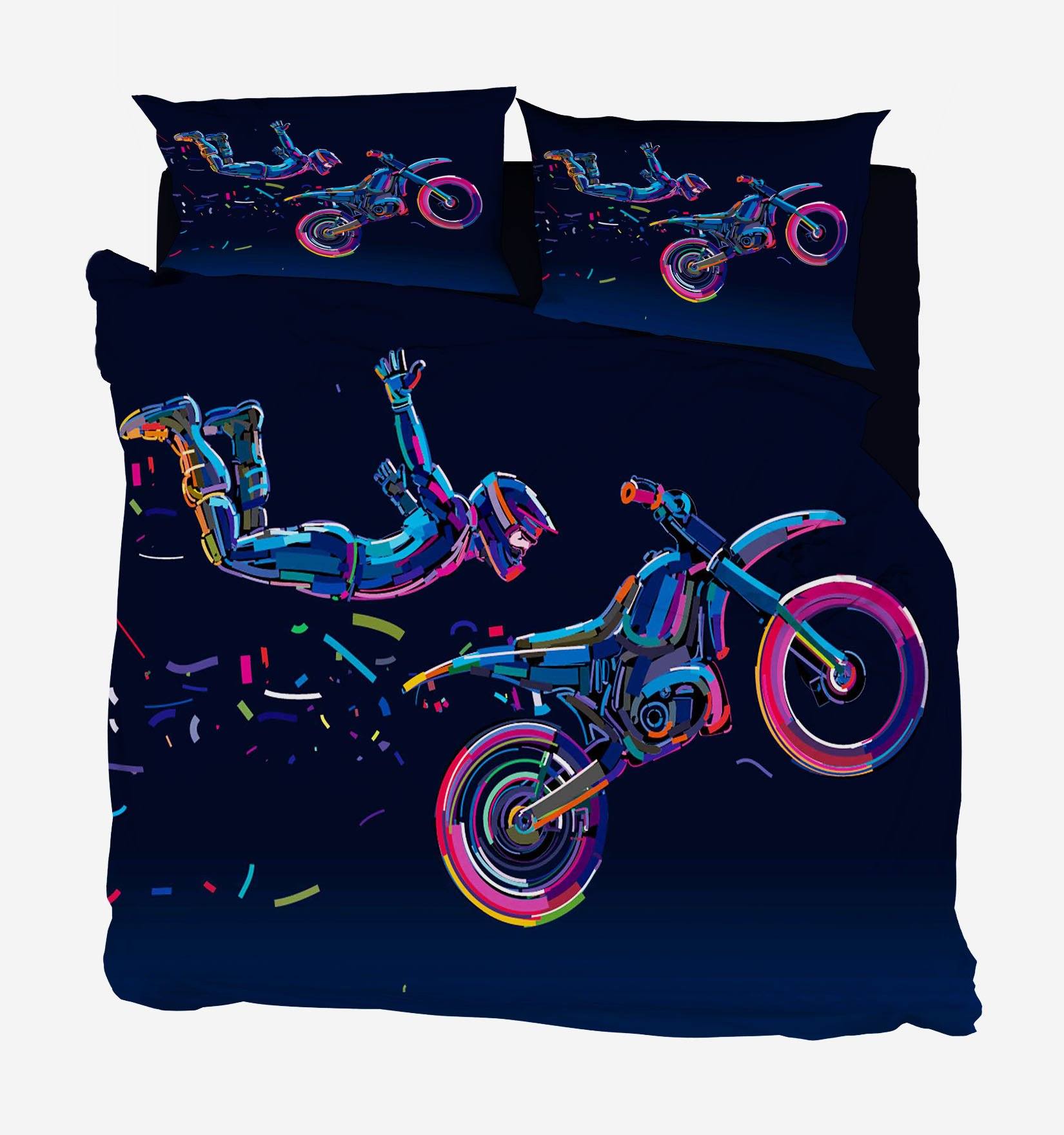 3D Motorcyclist 23 Bed Pillowcases Quilt Wallpaper AJ Wallpaper 