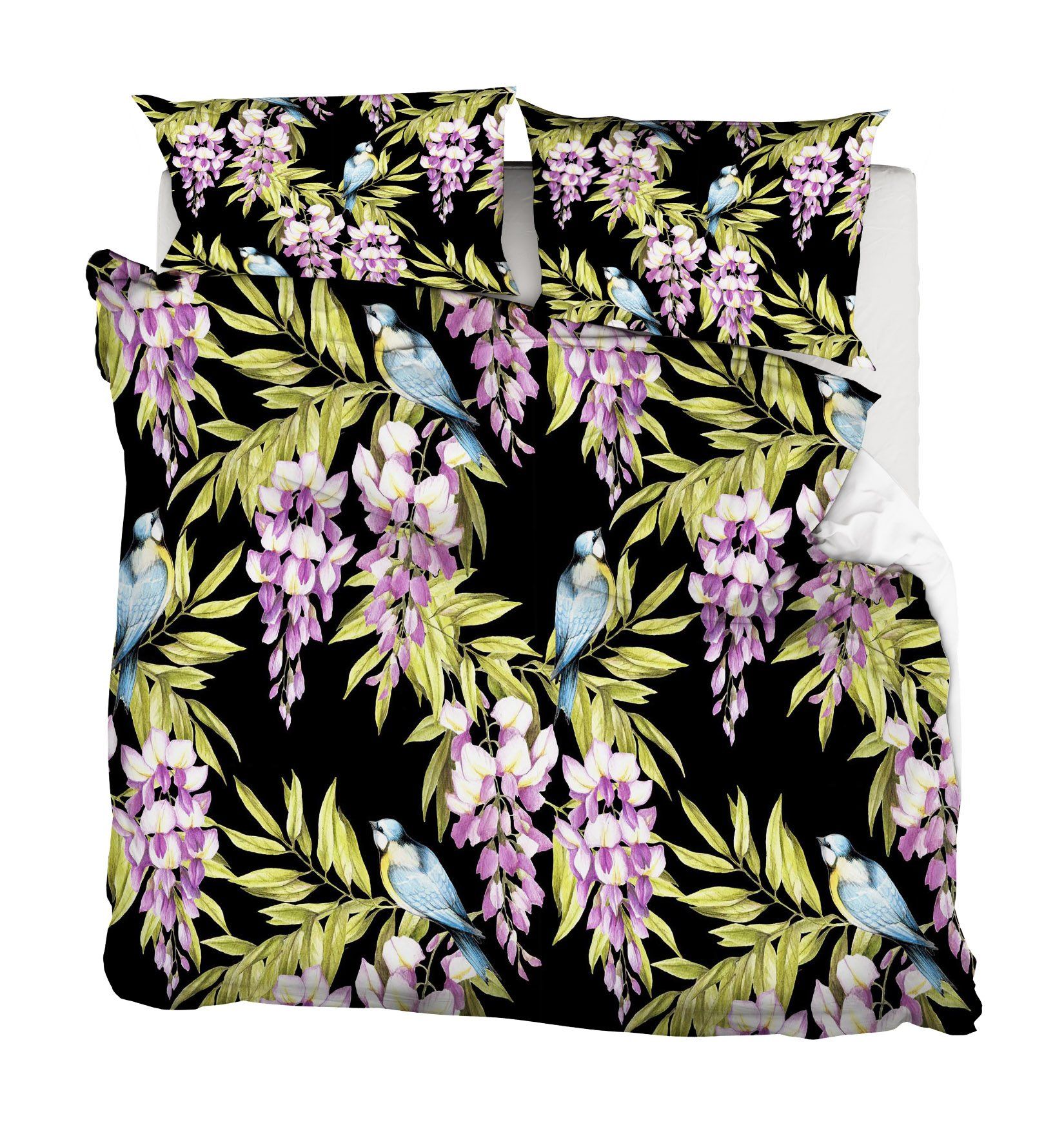 3D Flower Bird 028 Bed Pillowcases Quilt Wallpaper AJ Wallpaper 