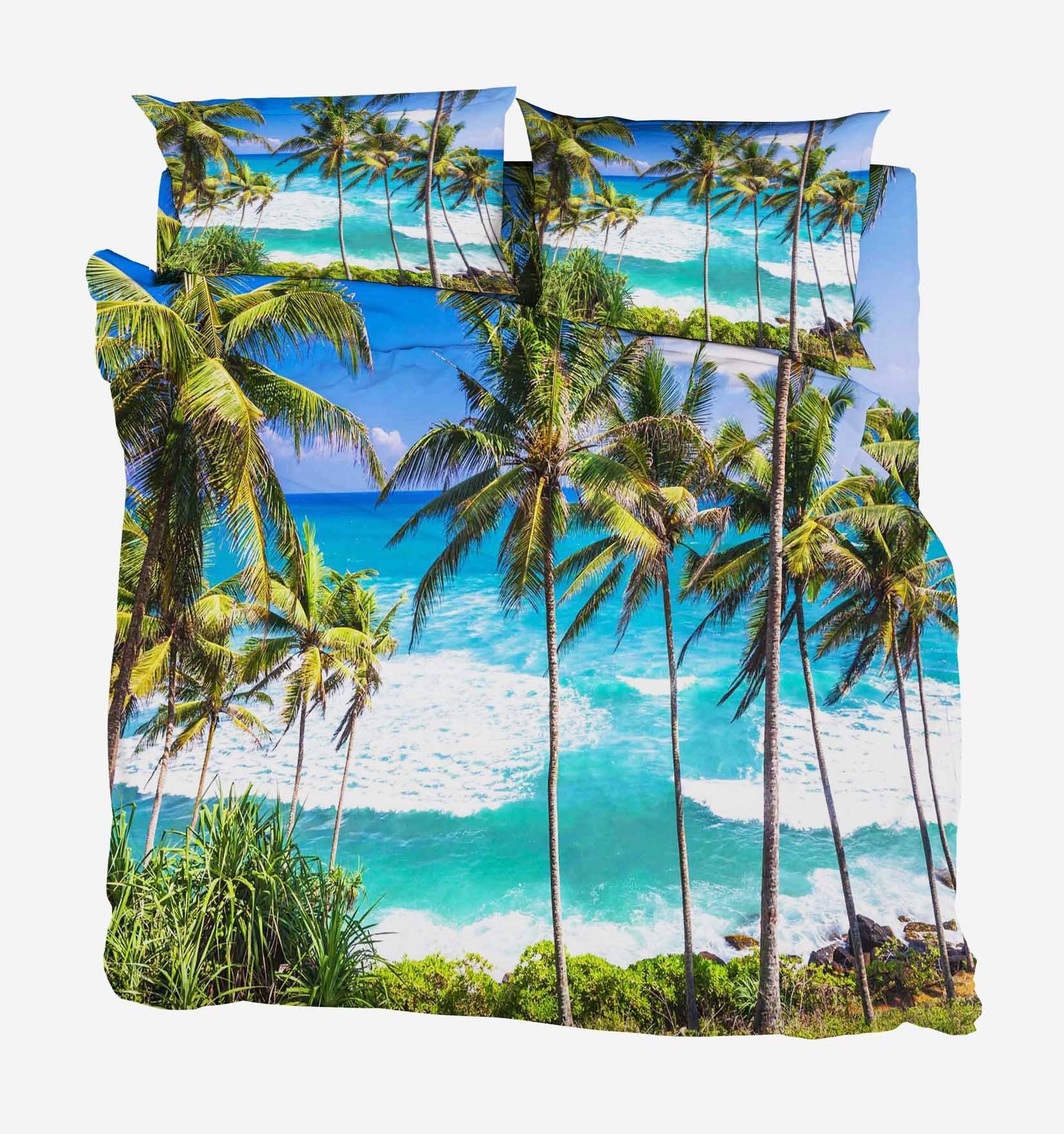 3D Sea Coconut Trees 14 Bed Pillowcases Quilt Wallpaper AJ Wallpaper 